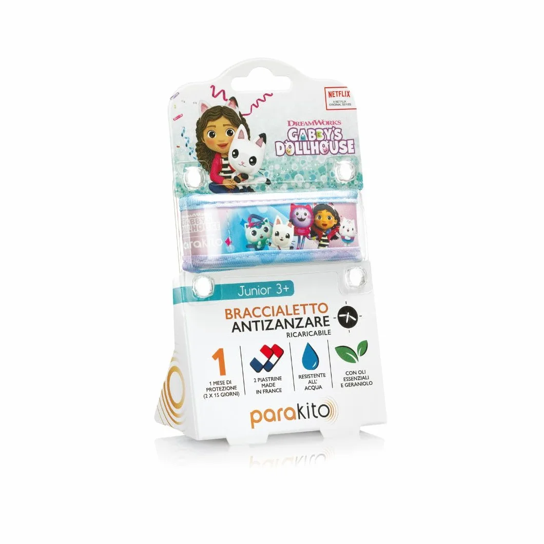 PARAKITO Braccialetto Antizanzare 2 Ricariche Incluse 1 Mese Protezione Senza DEET Taglia Junior 3+
