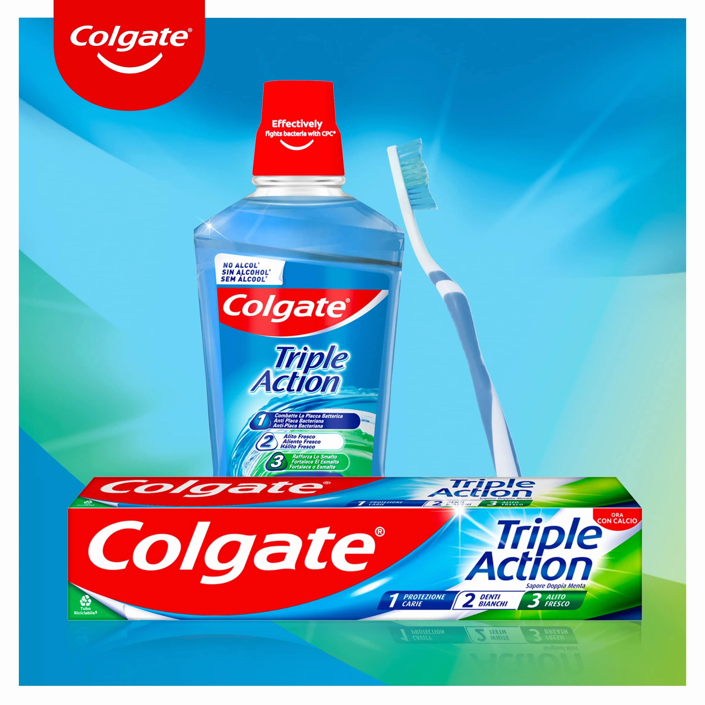 Colgate Dentifricio Triple Action 12x75ml Protezione Carie Denti Bianchi Alito Fresco