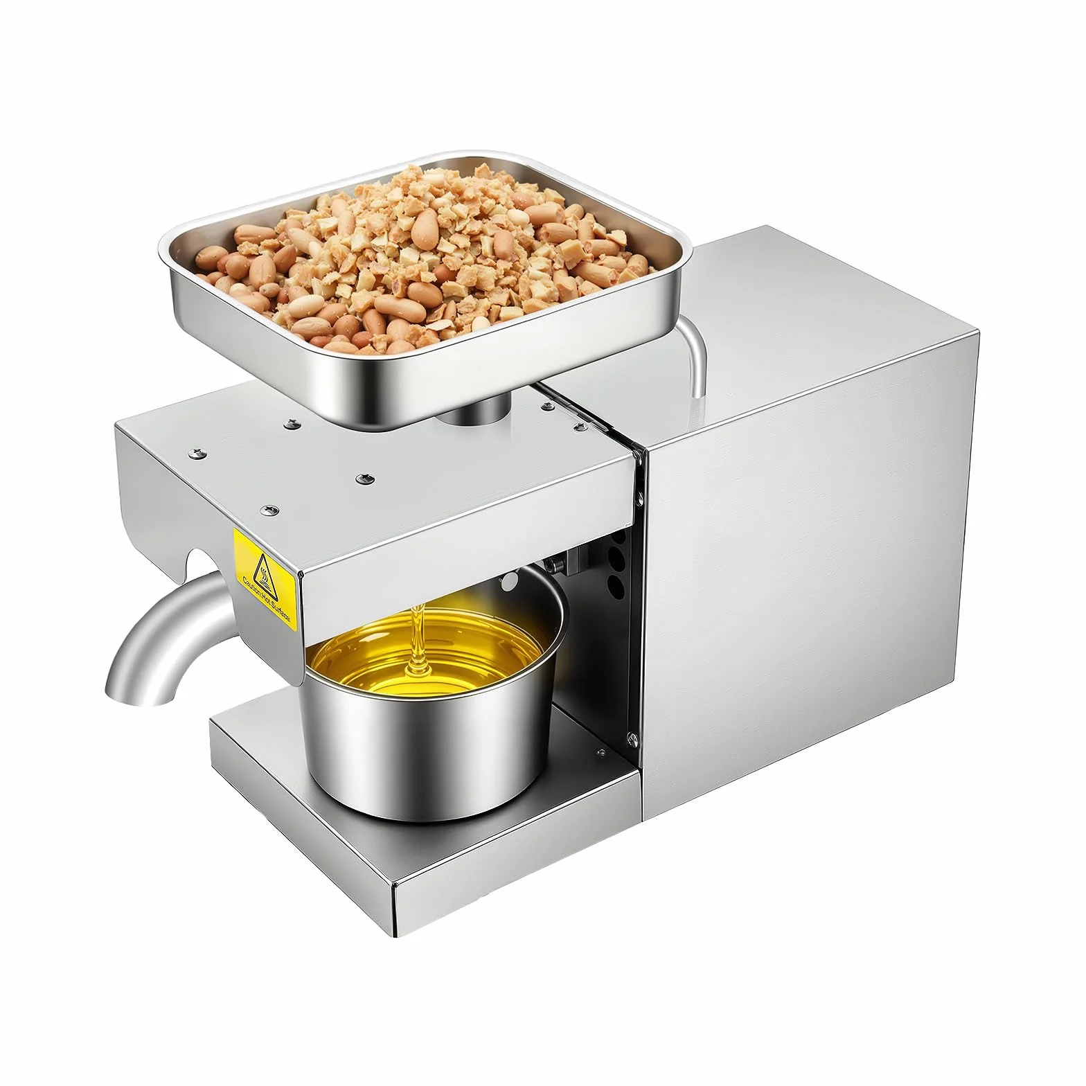 600W Pressa Elettrica, Noci Arachidi Frantoio a Freddo & Caldo, Estrattore di Olio Automatico in Acciaio Inox per Commerciale e Domestico, Macchina di Estrazione