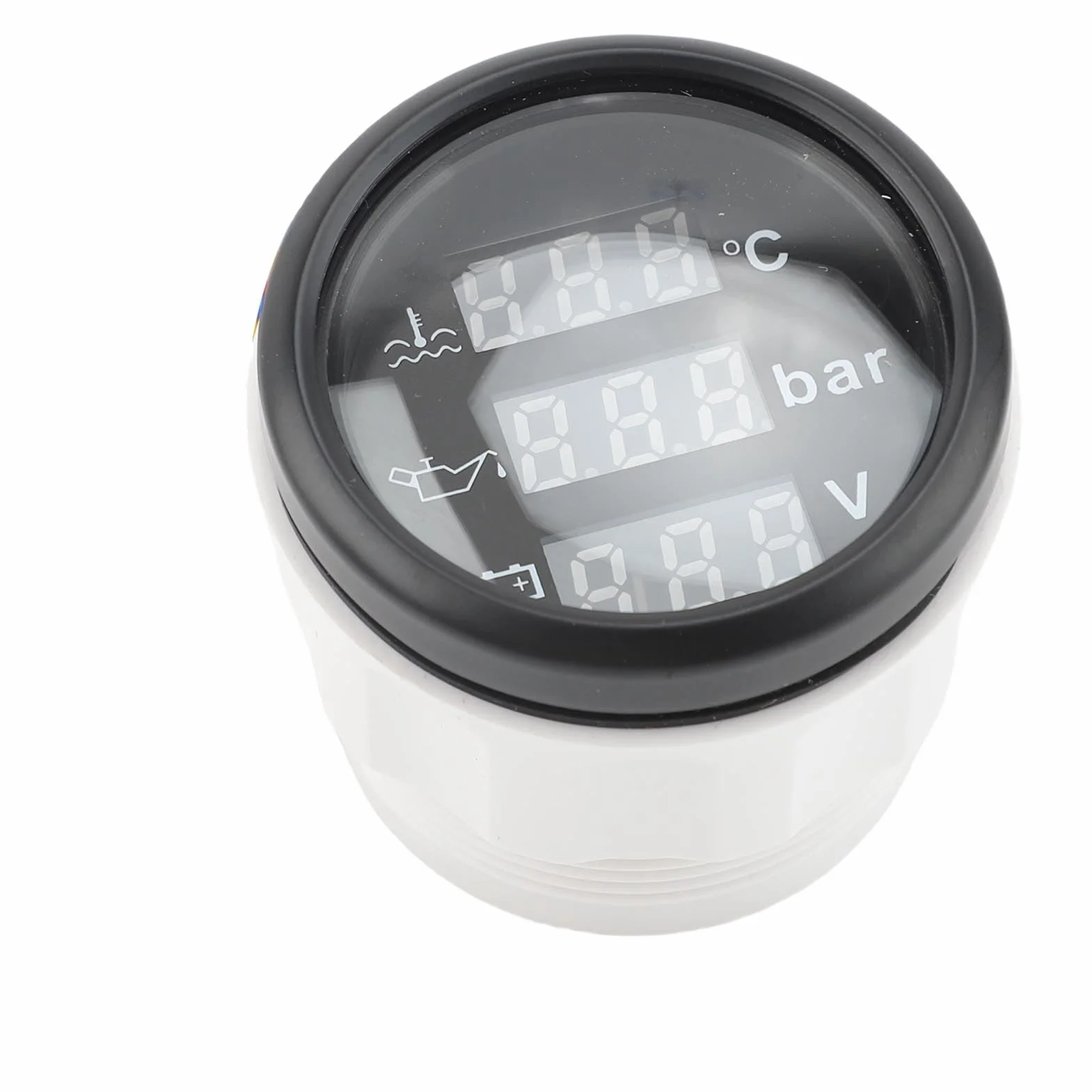 52 Mm 3 in 1 Set di Calibri Marini Auto, Manometro Temperatura Dell'acqua Liquido Raffreddamento Motore ° F + Misurazione Dell'olio Psi + Voltmetro, Kit (Quadrante nero Coperchio nero)