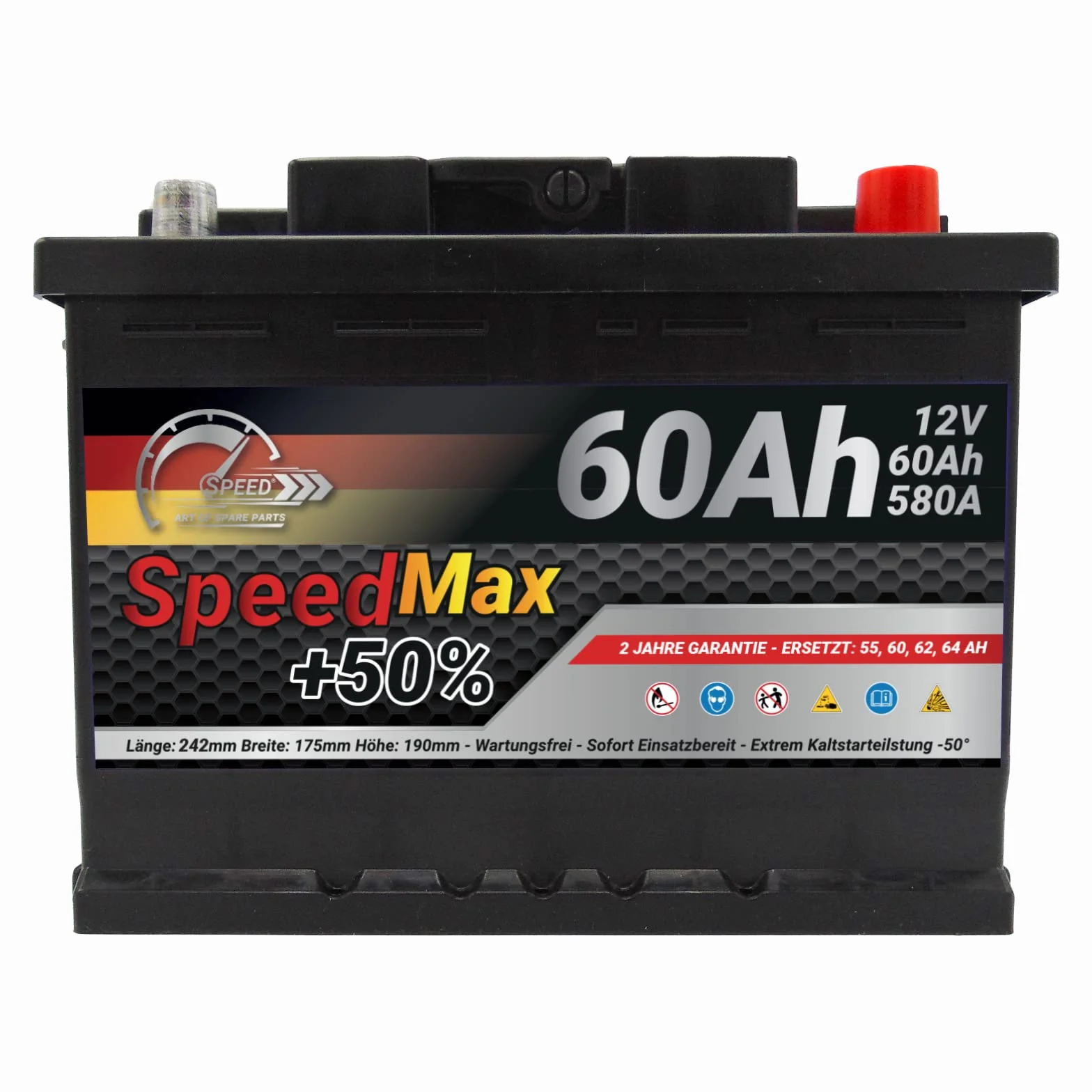 SMC Batteria Auto Speed Max L2 60Ah 580A EN 12V Polo Positivo Destra