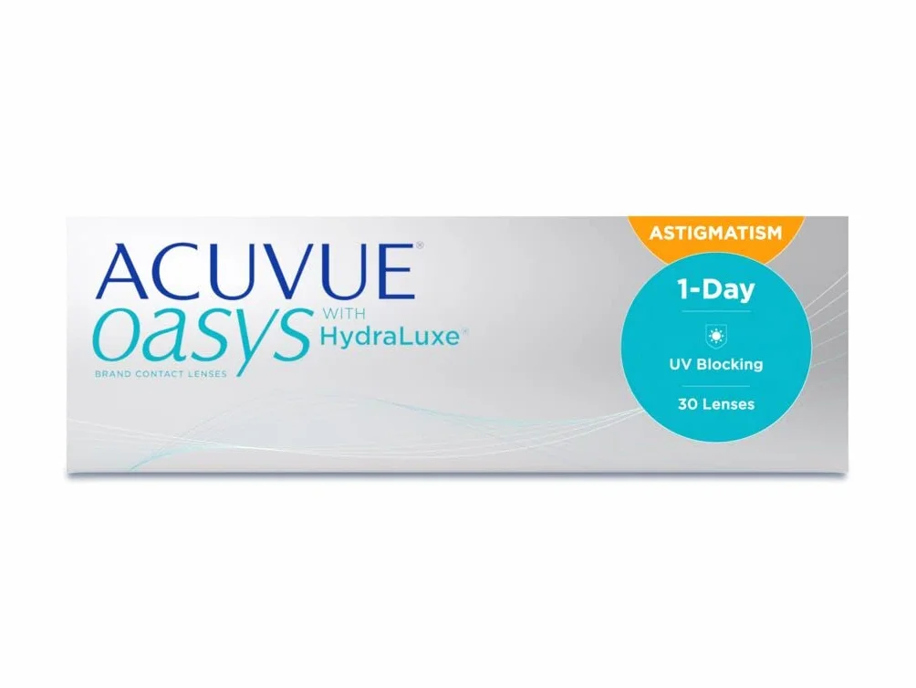 ACUVUE OASYS 1-Day per astigmatismo, lenti a contatto giornaliere, -2.25 diottrie, Cilindro -0.75, Asse 180, BC 8.5, DIA 14.30, 30 lenti