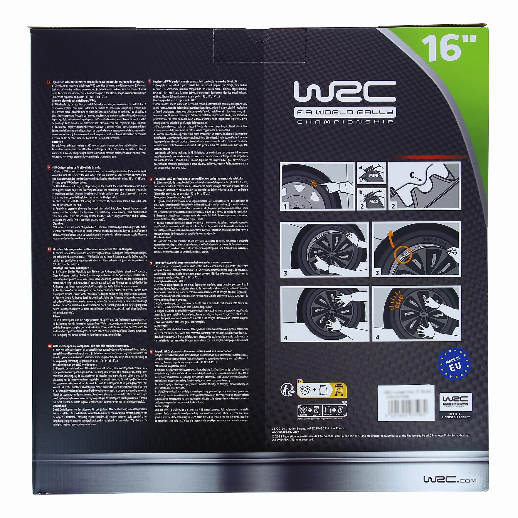 WRC 4 copricerchi Turbo Bicolore per ruote da 16 Pollici