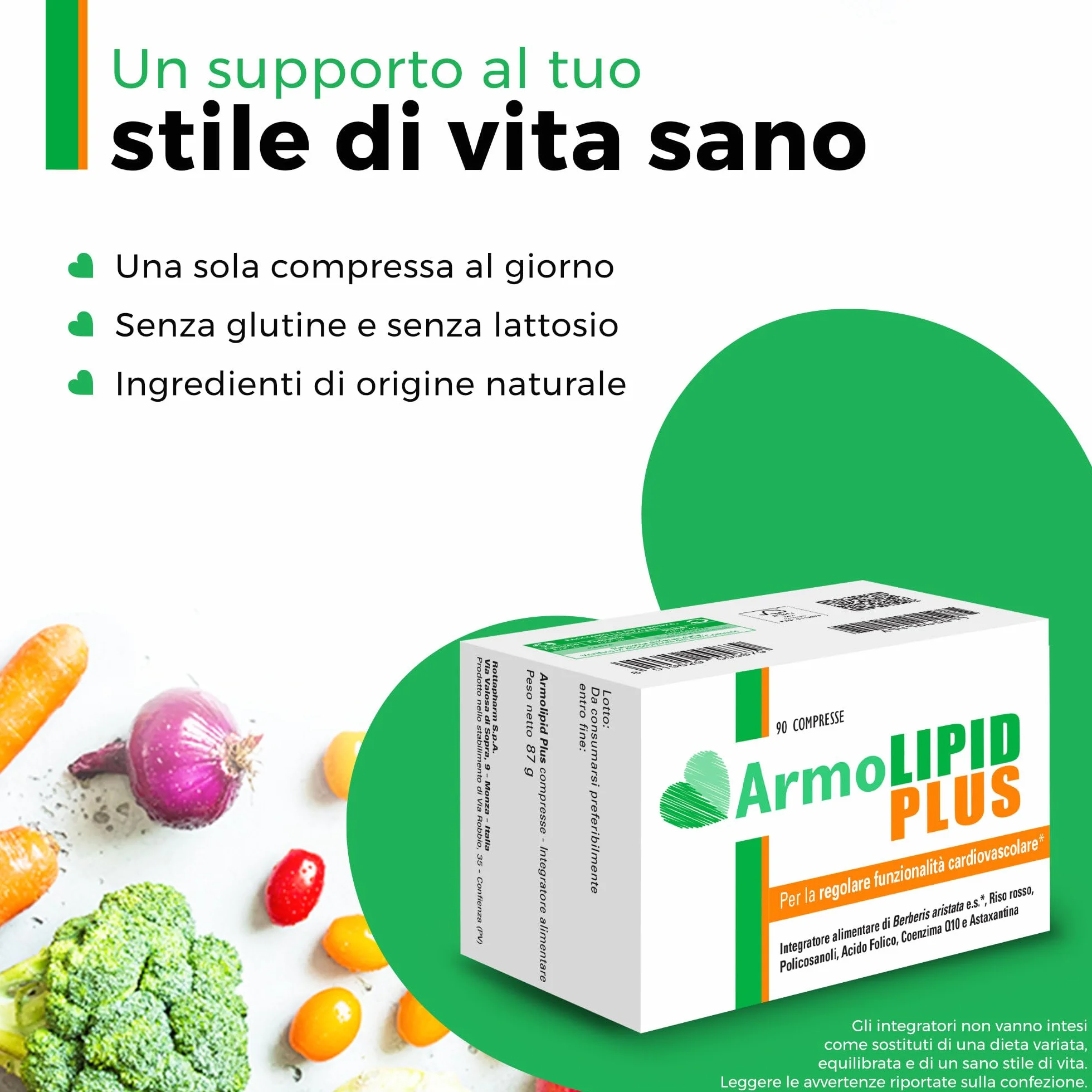 Armolipid Plus 90 Compresse Integratore Alimentare Berberis Aristata Riso Rosso Fermentato Acido Folico Policosanoli Coenzima Q10 Astaxantina