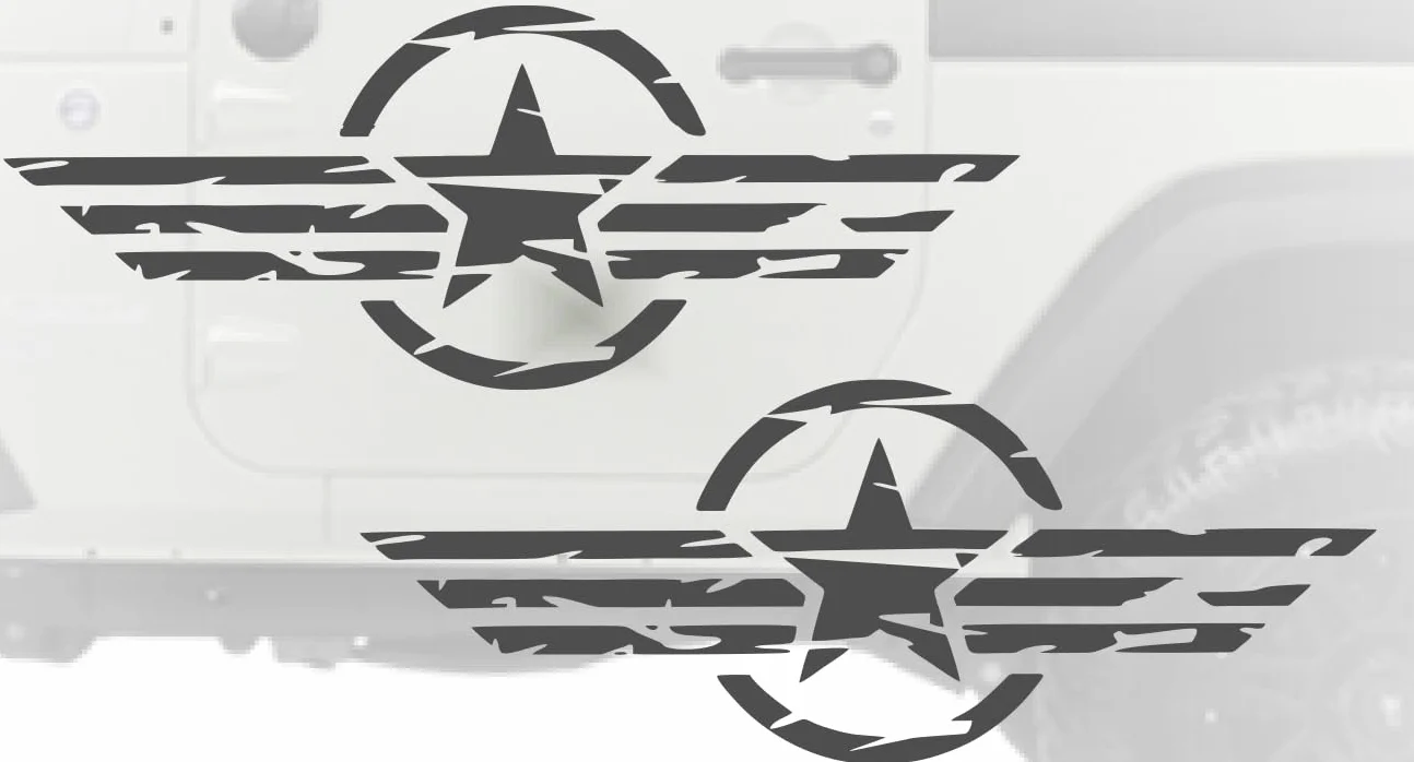2 adesivi a forma di stella americana (RMPt5/1) (2 pezzi 15 x 6 cm)