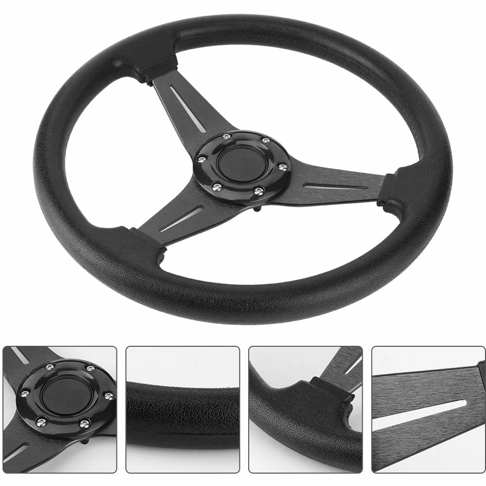 Volante Sportivo Universale 350 Mm 14 Pollici Fondo Piatto Nero