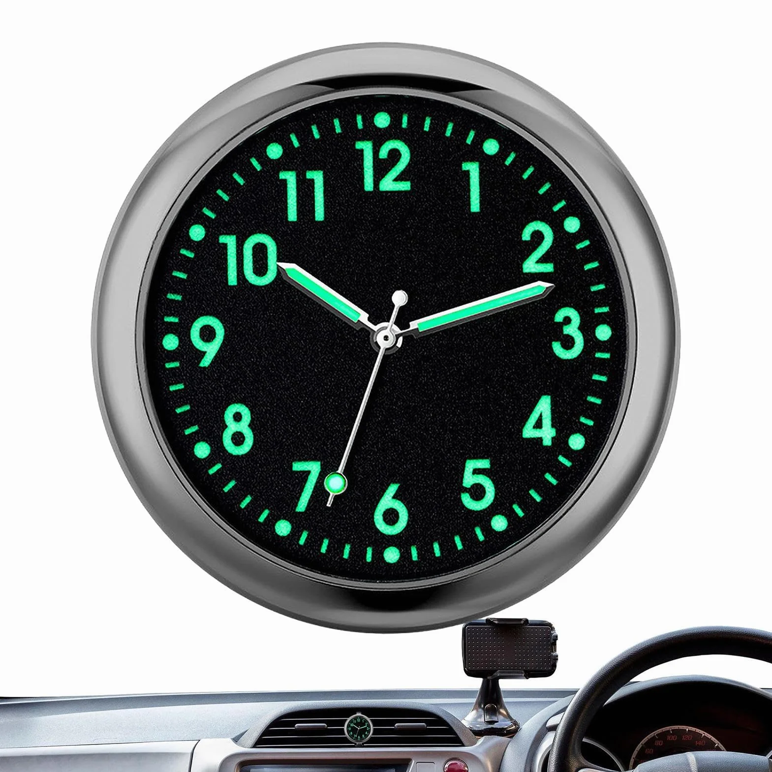 Orologi per auto per cruscotto - Orologio analogico per auto luminoso | Orologi sostitutivi per automobili al quarzo, orologio adesivo per cruscotto 'auto, adesivo per veicoli Birtern