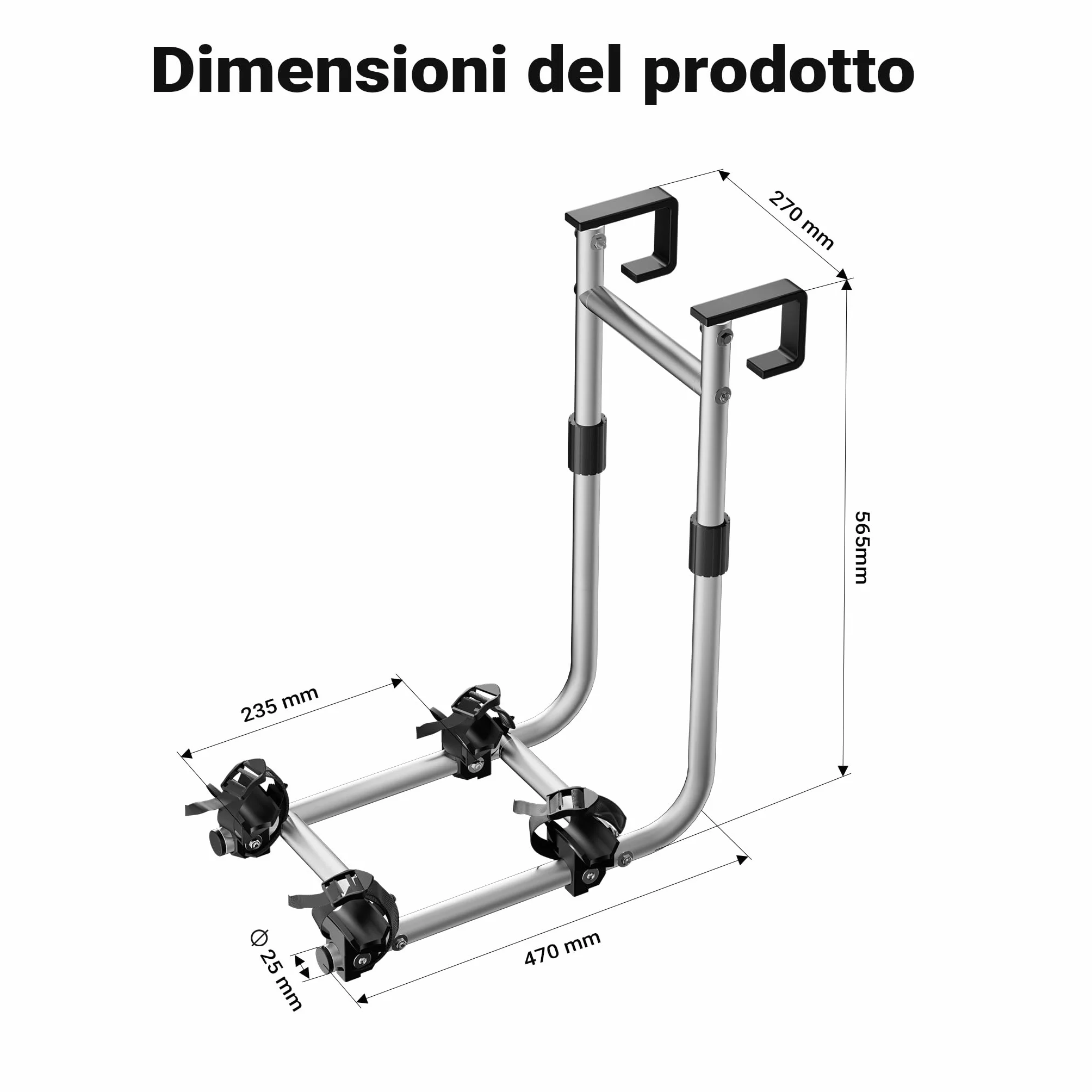 Wiltec Portabici camper per 2 biciclette, portabiciclette da montare alla scaletta, portata fino a 30 kg, in alluminio robusto, universale
