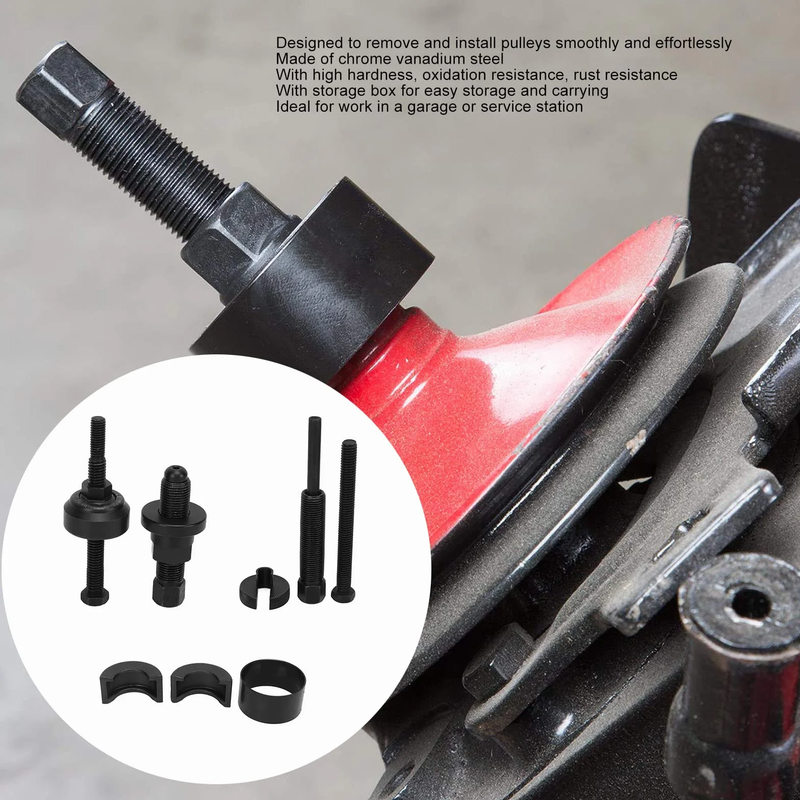 Aramox Estrattore Puleggia Pompa Servosterzo Kit Professionale, Steel Pulley Tool Kit for Power Steering Pump Removal and Installation on GM Vehicles Model C2 C111