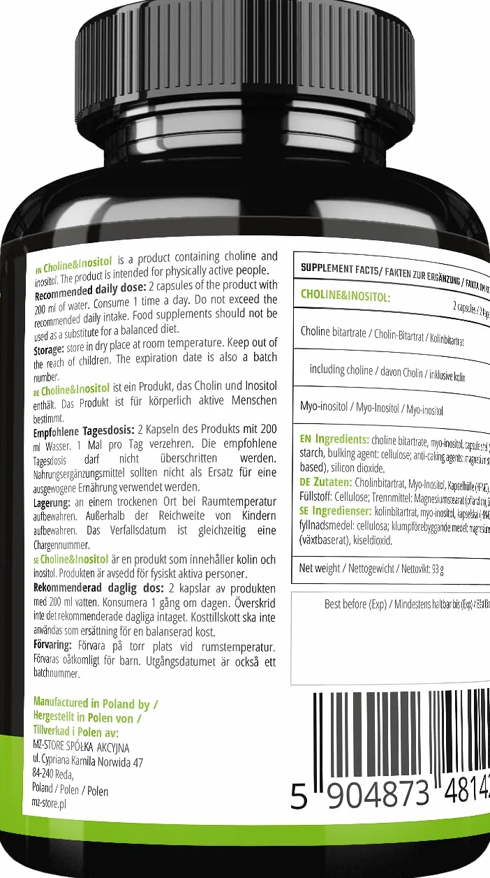 Colina e Inositolo 1200 mg 120 capsule integratore alimentare MZ