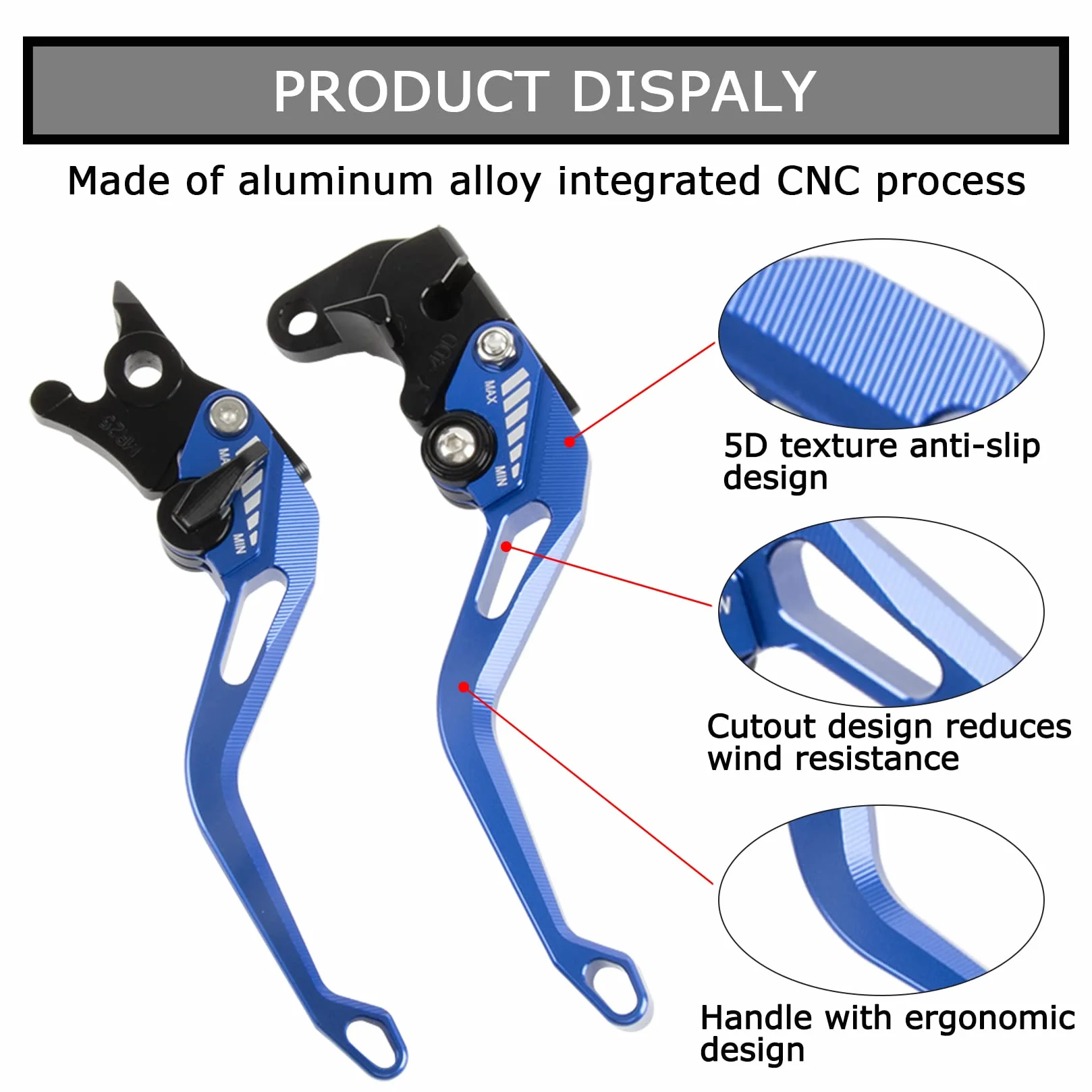 PSLER Leva Freno e Frizione Moto Set 147mm per MT-125 R125 2014-2021 Blu