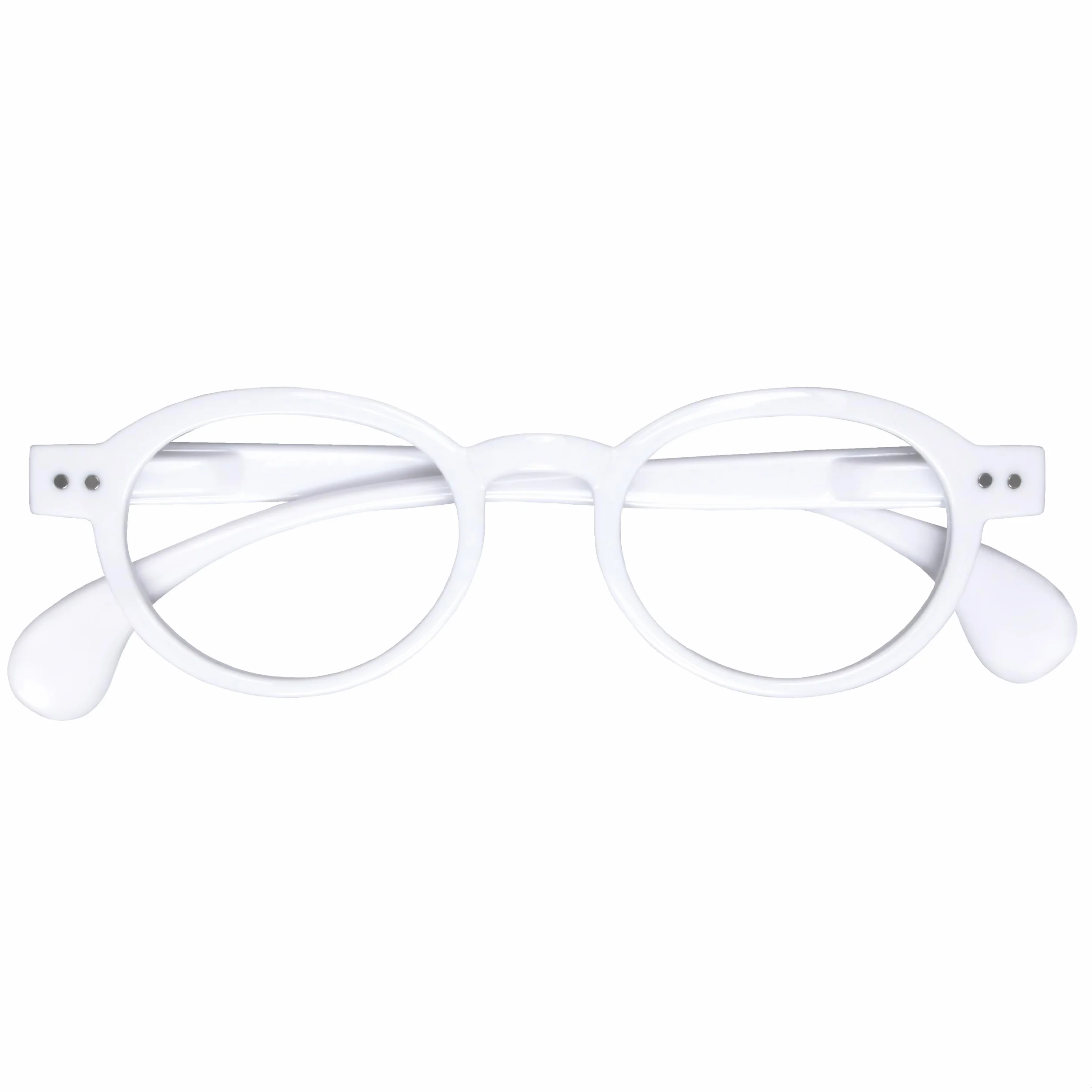 OPULIZE OCA Occhiali da lettura Montatura Moderna Retró Rotonda Bianco brillante Cerniere a molla R54-W +1.00