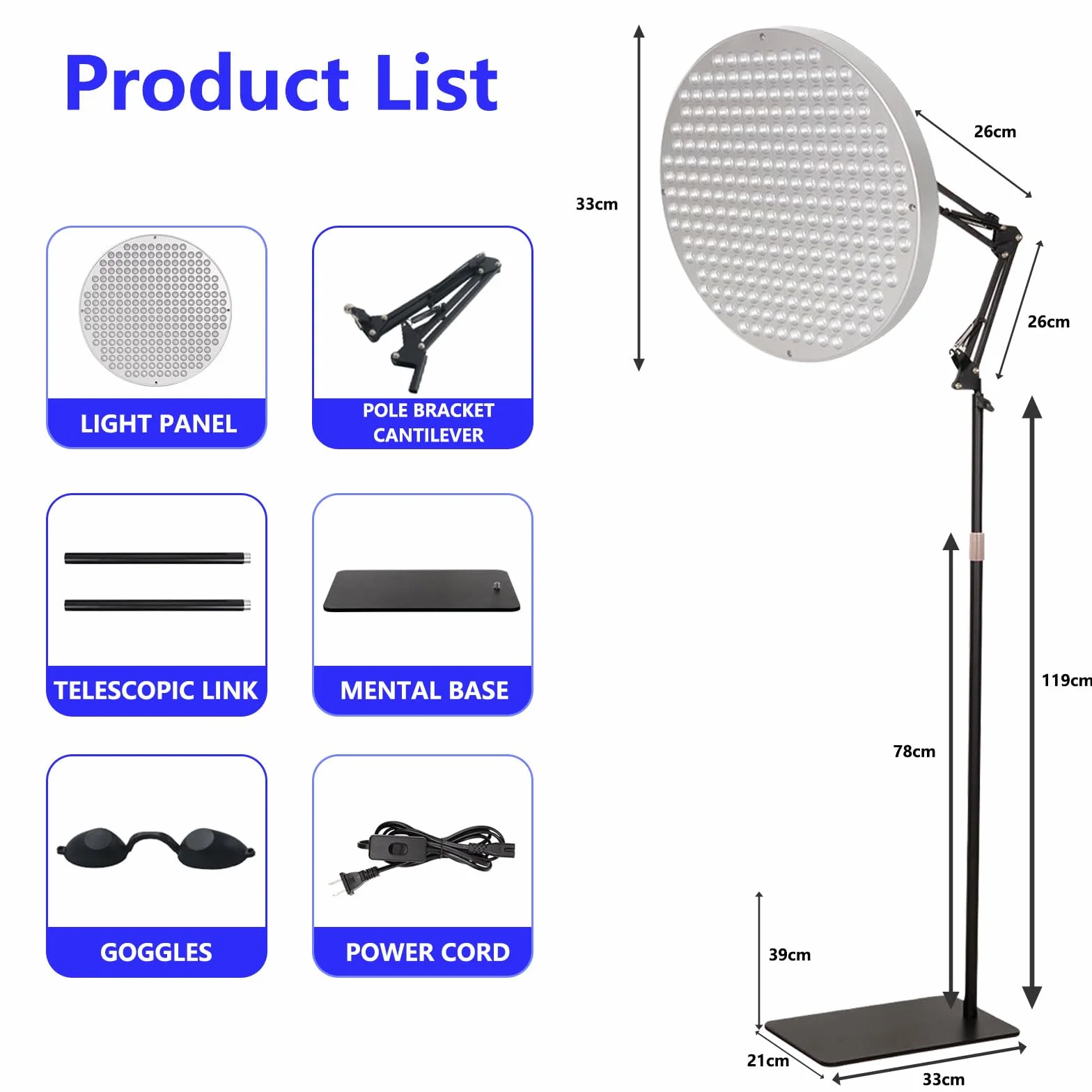 Solarium per la Casa 50W 250 LED 460 NM Lampada Abbronzante con Supporto Regolabile e Occhiali