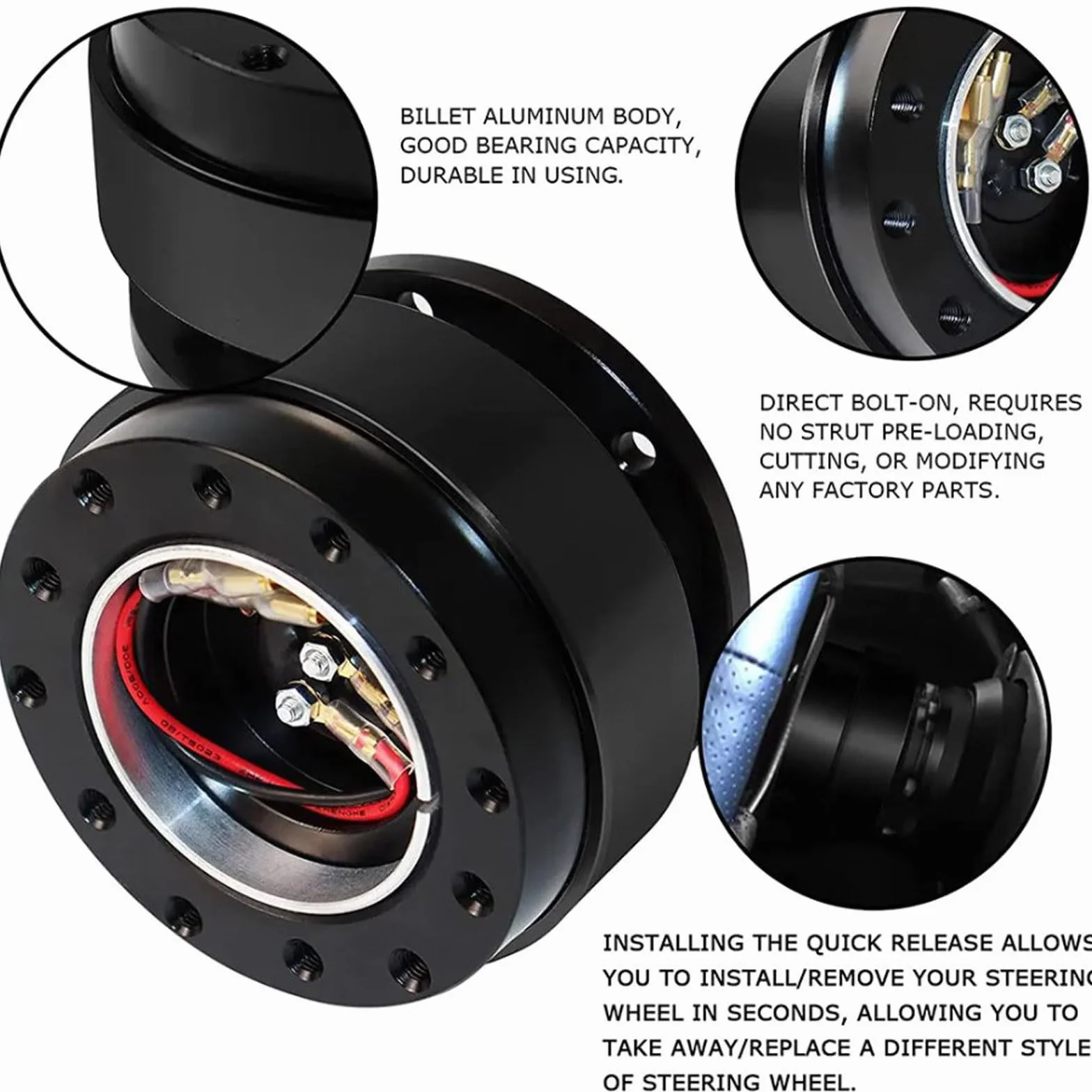 Kit Sgancio Rapido Volante Universale 6 Fori Nero Motorsport