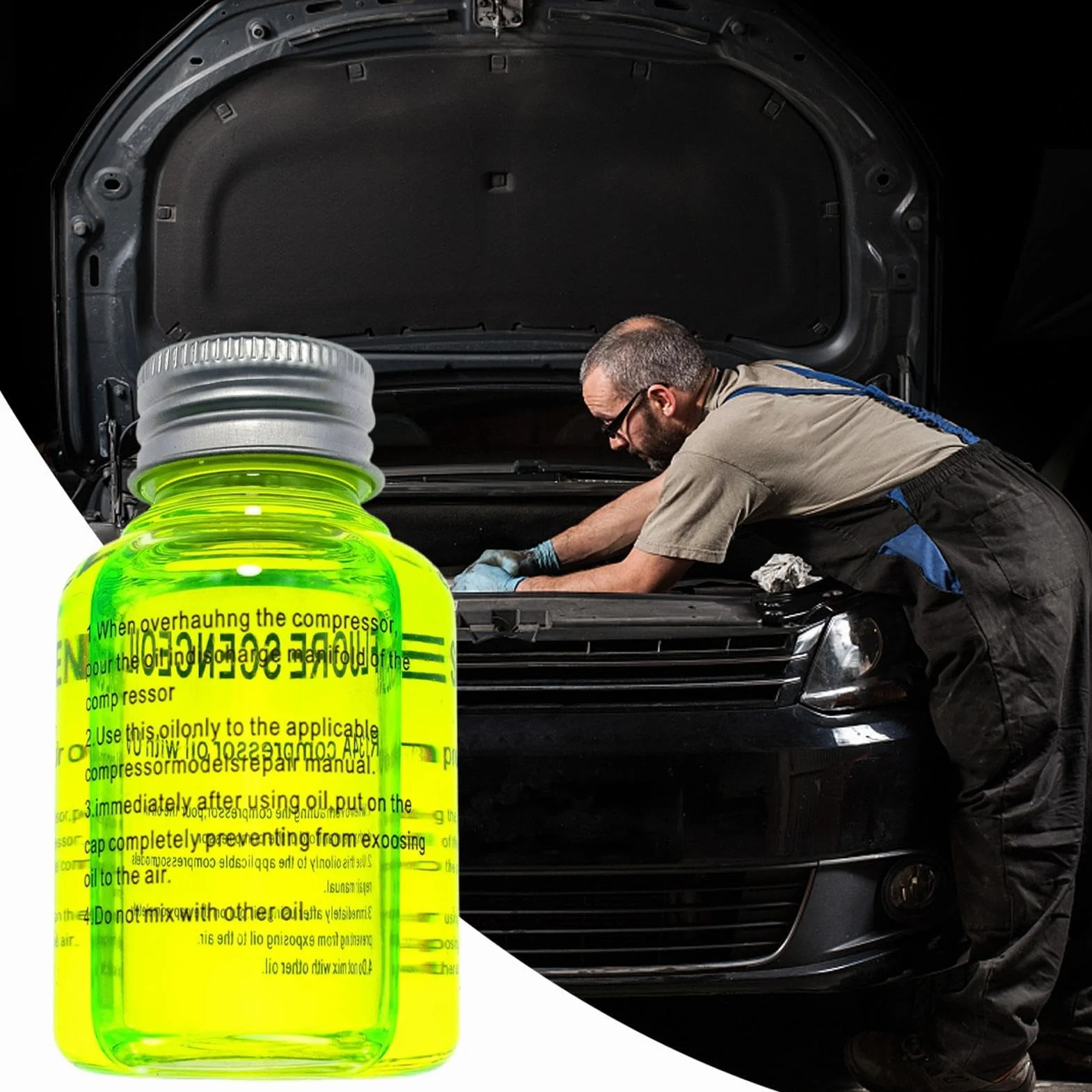 Olio per la rilevazione di perdite del climatizzatore - Tracciante UV fluorescente per linea refrigerante, rilevatore di perdite a lunga durata | Agente diagnostico per impianto di climatizzazione per