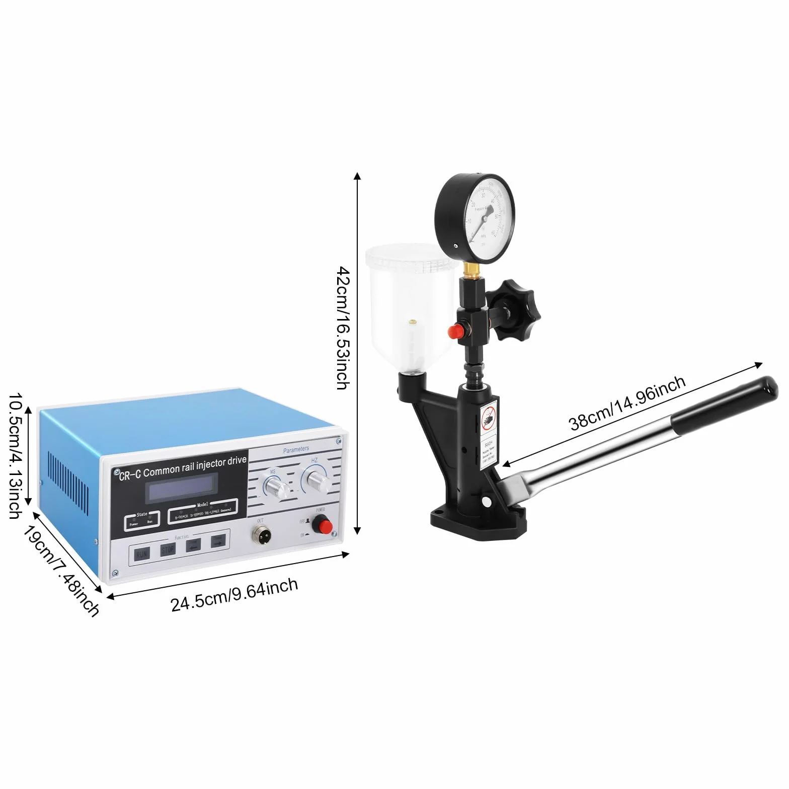 CR-C Tester Multifunzione per Iniettori Diesel 220V 0-600 bar, Strumento per Ugelli di Iniezione, Tester per Iniettori Common Rail & Validatore per Iniettori S60H 11 x 25 x 19 cm con 3