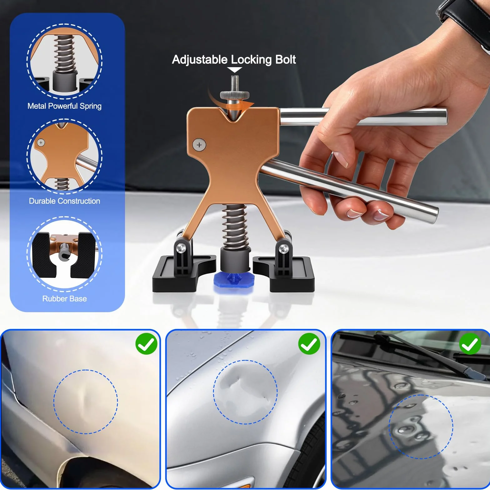 KAOLALI Kit Estrattore per Ammaccature Senza Vernice 142 Pezzi con USB LED Ricaricabile Piastra Imbottita