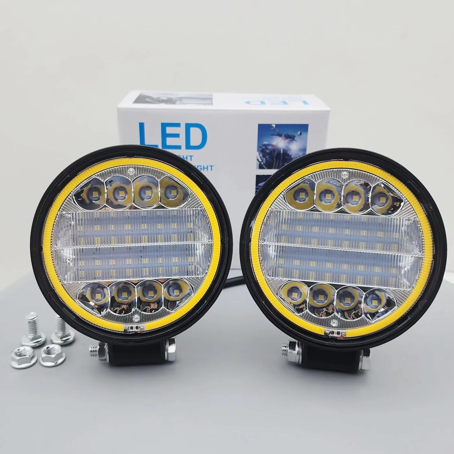 Fari LED Trattore 4,5 pollice 96W 12000LM 12V 24V IP67 Faretto LED Halo Ambra 2 Pezzi