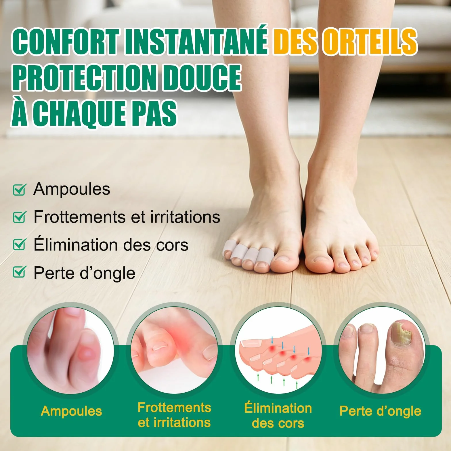 Protezione Dita Piedi Silicone, Proteggi Dita Piedi Gel, Separatore Dita Piede Antidolorifico 20 PCS