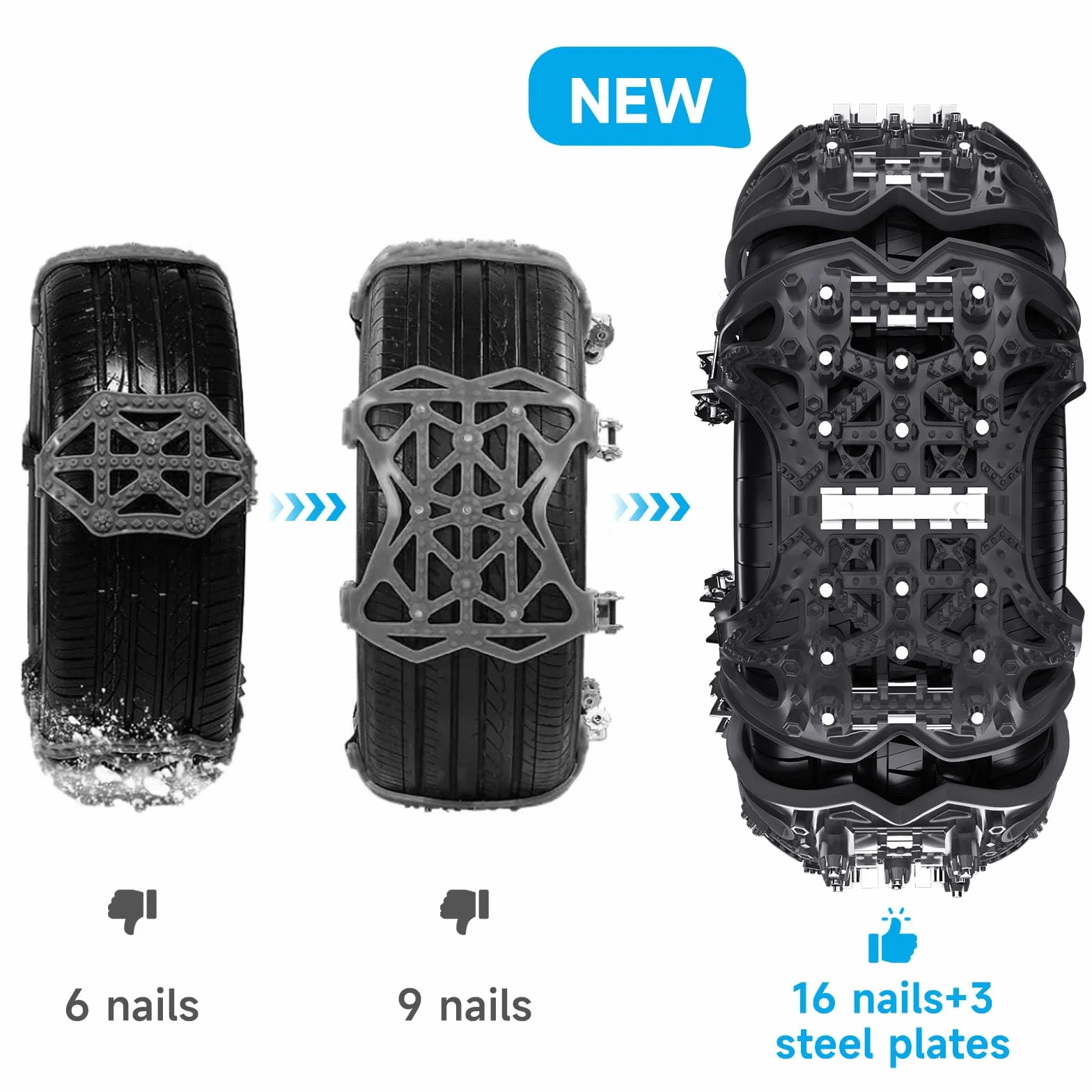 FethFire Catene da Neve Universali,6 Pezzi Catene Neve Auto per Auto SUV con Larghezza Pneumatici 165-285 mm