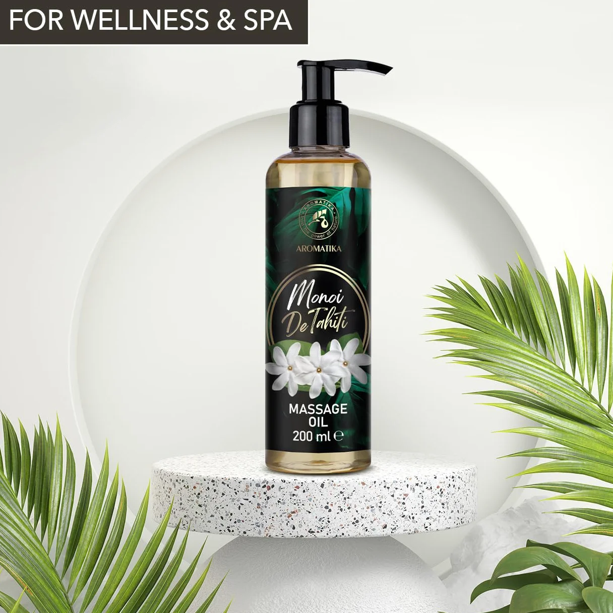Olio da Massaggio Monoi de Tahiti 200 ml - Olio di Cocco - Estratto di Fiore di Gardenia - Cura del Corpo