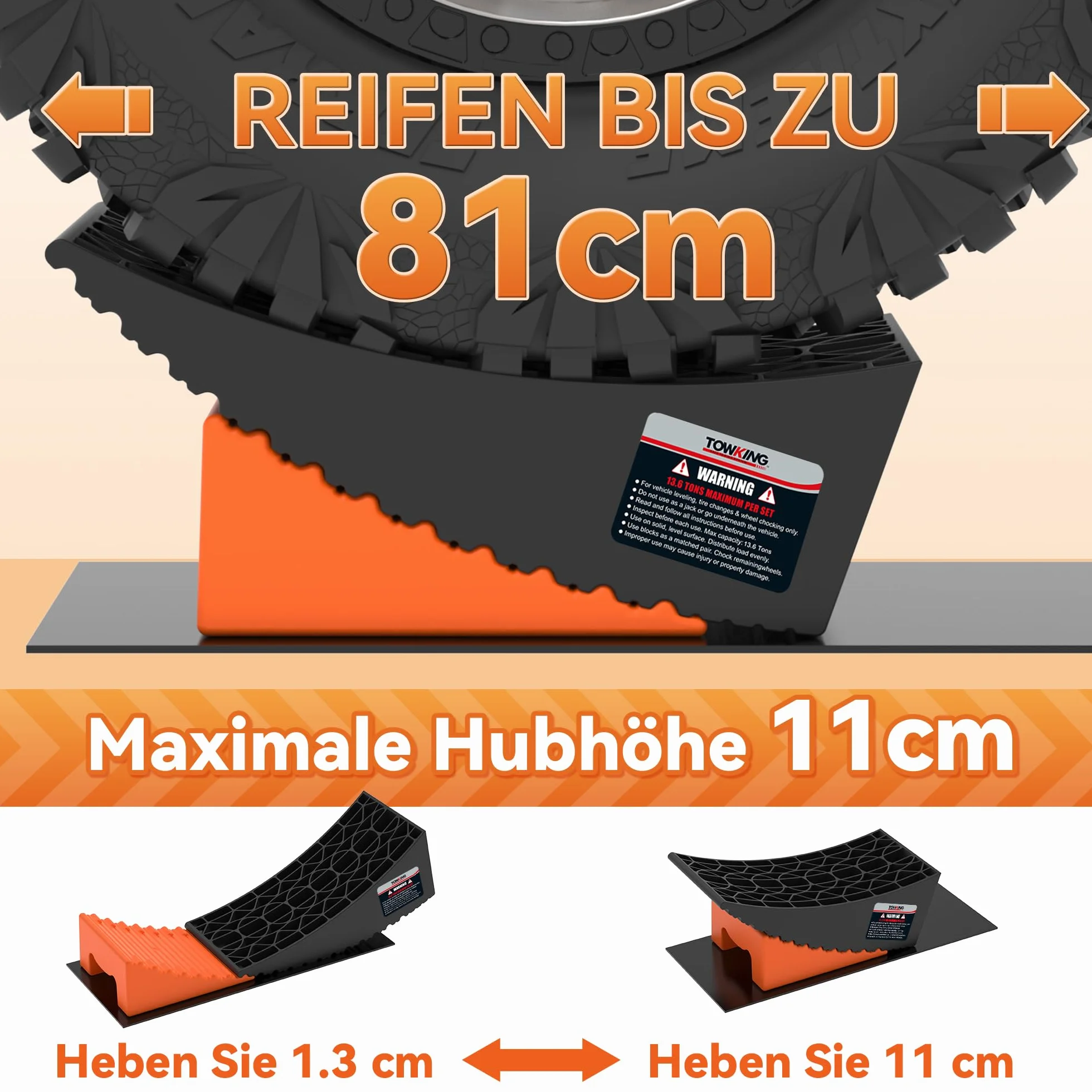 1 set/2 cunei per camper, roulotte e rimorchi, capacità di carico fino a 13,6 tonnellate, livellamento semplice e senza livelli (blu + nero)