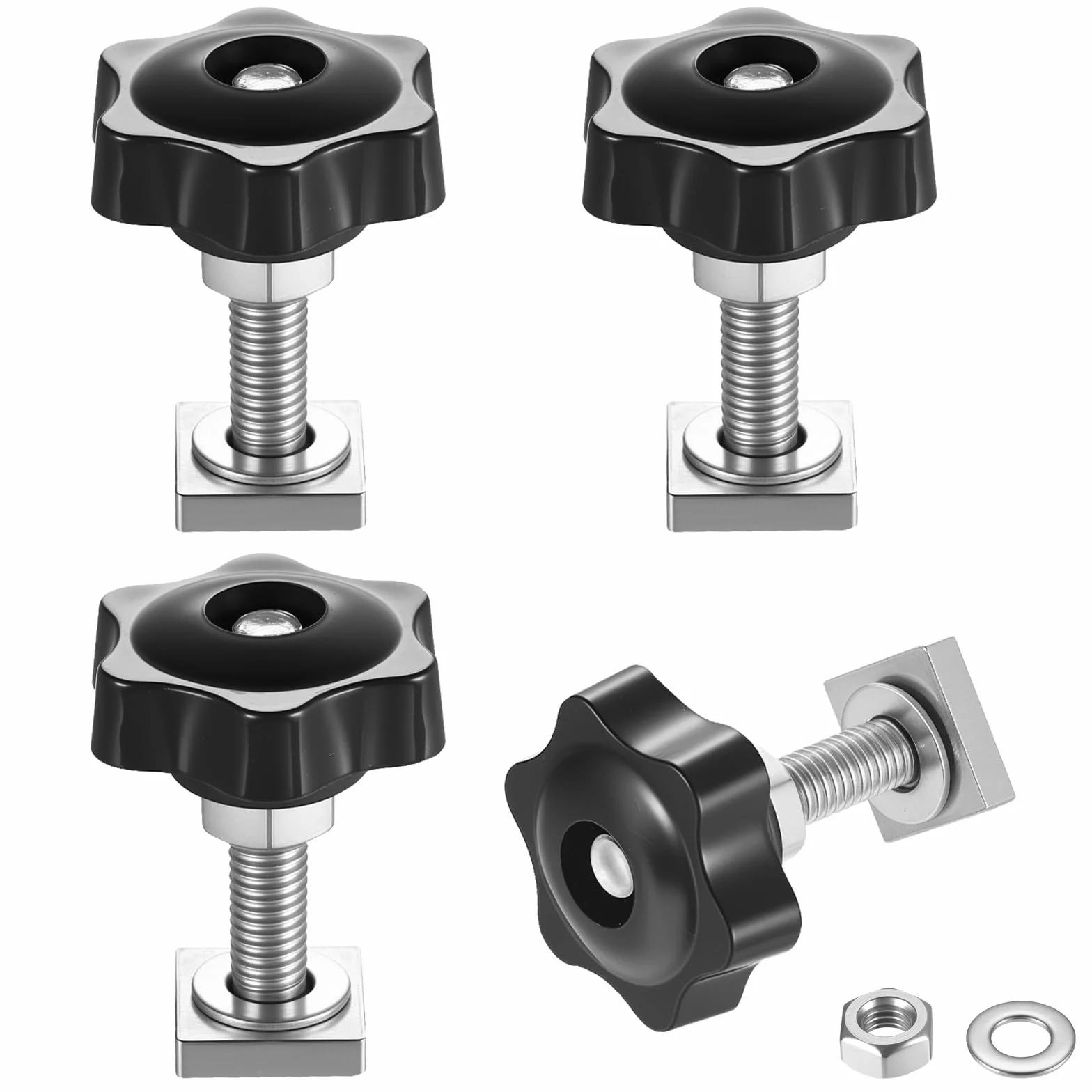4 Set Dadi Scanalati a T M8 x 40 mm, Dadi a T M8, Adattatori Bulloni a T con Dadi a Stella e Rondelle per Adattatori Portapacchi, Box da Tetto, Portabici e Binari