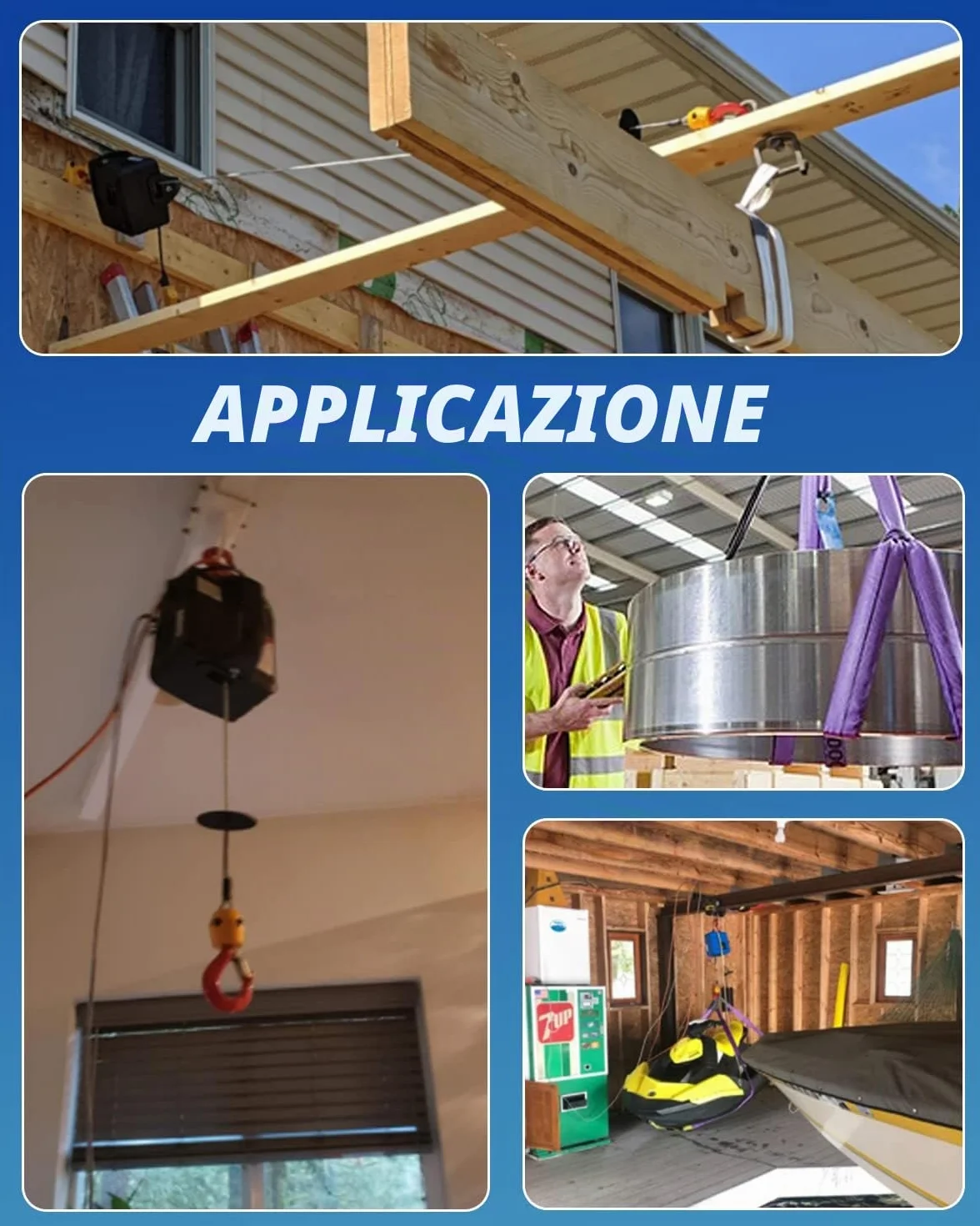 NEWTRY Paranco Elettrico 300 kg 1500W Verricello Elettrico 220V
