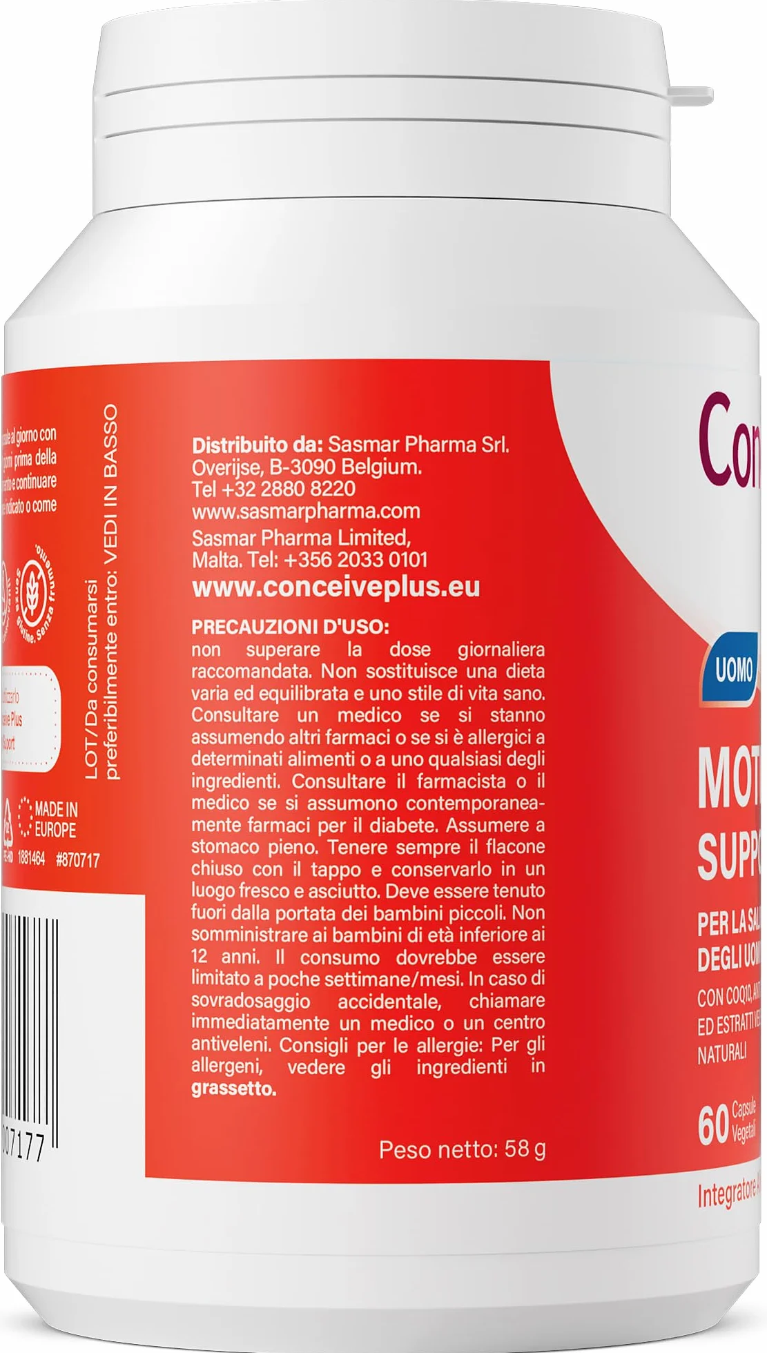 Conceive Plus Supporto per Motilità Maschile, integratore fertilità, 60 capsule
