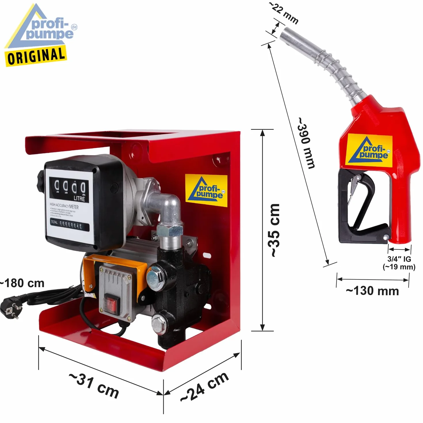 POMPA GASOLIO POMPA TRAVASO GASOLIO POMPA DIESEL CON CONTALITRI POMPA ELETTRICA DIESEL EXELENZ-2 Pompa gasolio con conta litri, pistola, tubo e accessori