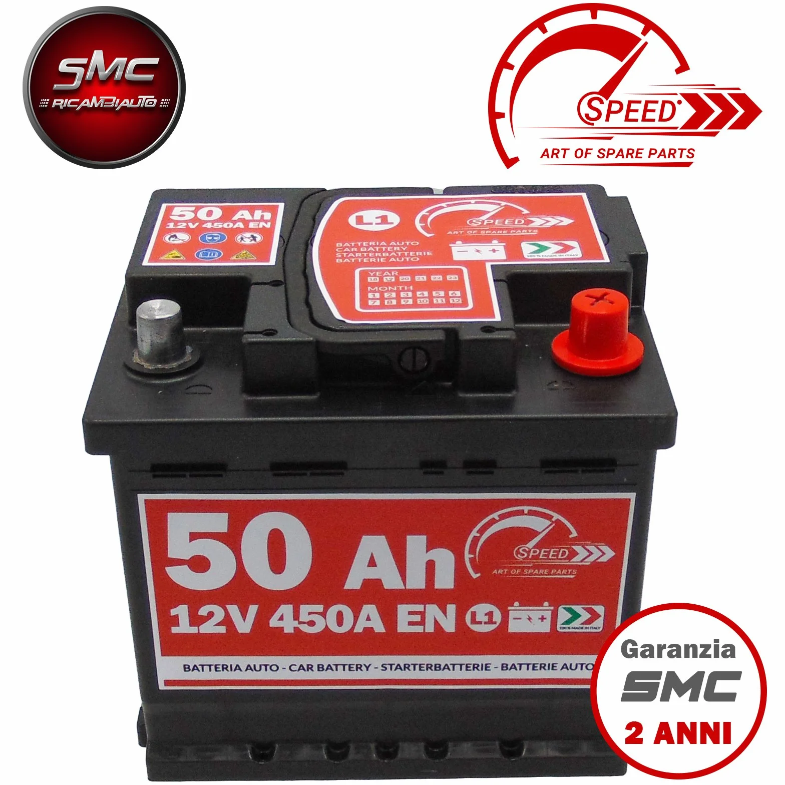 Batteria Auto Originale Speed L150-12V 50AH 450A EN con Polo Positivo A Destra