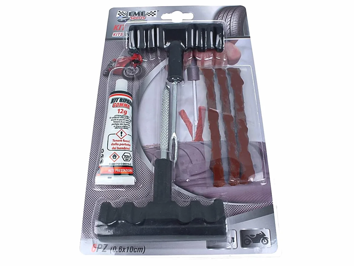 Kit Riparazione Gomme Moto Auto Bicicletta 6 PCS, Attrezzi Riparazione Pneumatici