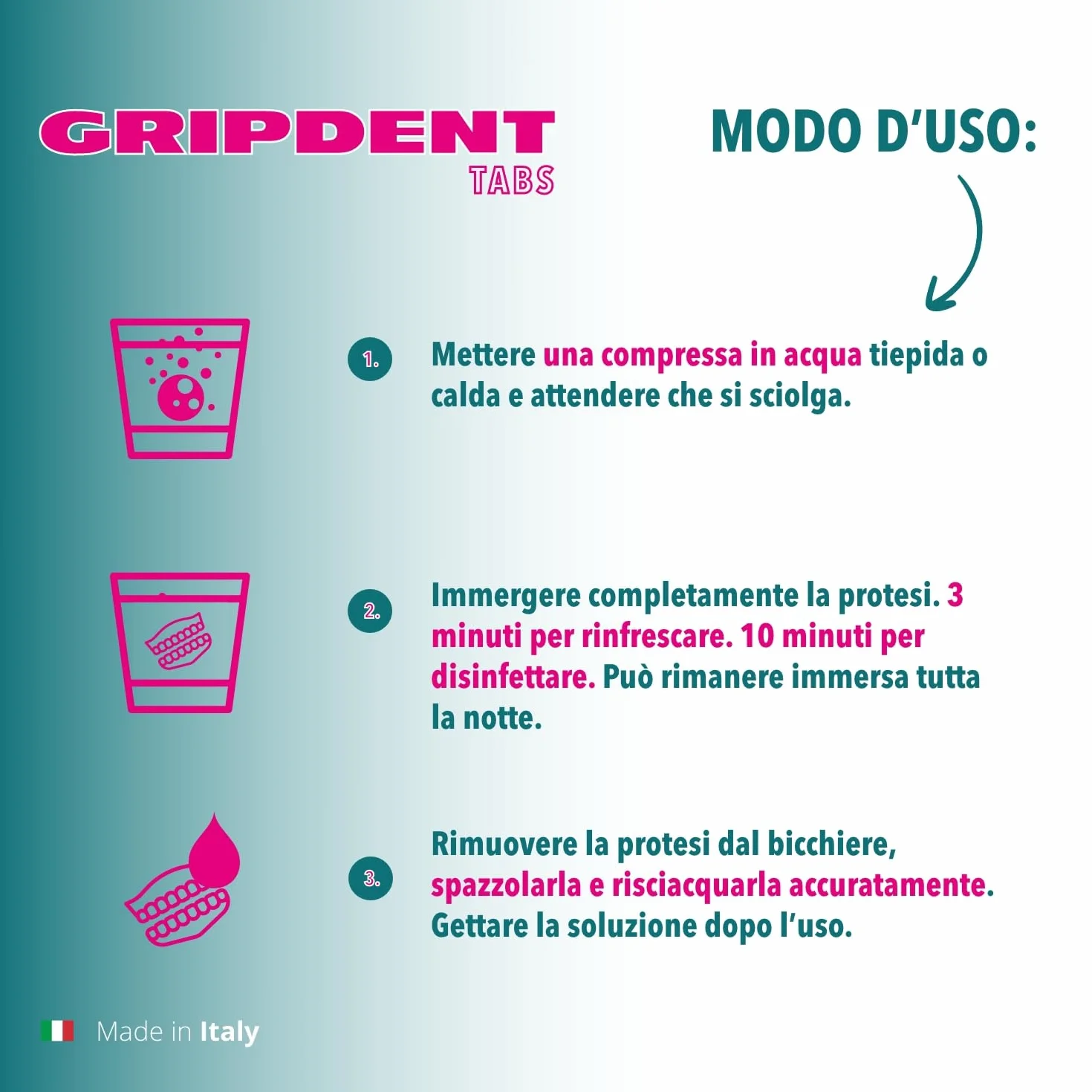 Gripdent Tabs 54 Compresse disinfettanti per dentiere, bites, paradenti