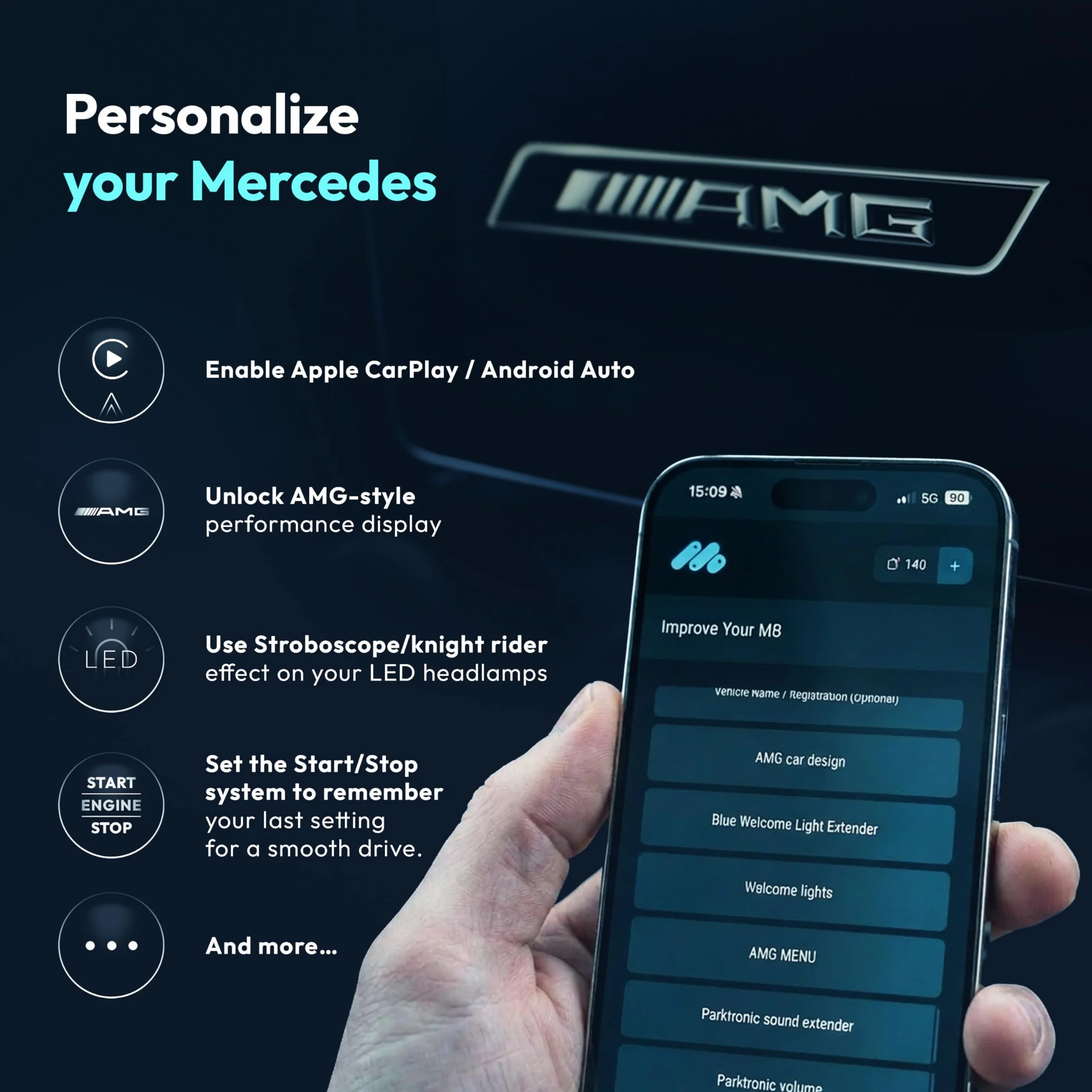 MBito Scanner OBD2 Professionale Bluetooth Compatibile con W204 W205 W212 W213 C117 X253 W166 Diagnostica Veicoli 2008-2024 iOS Android