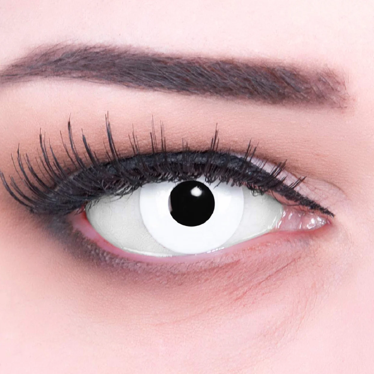 Funnylens Lenti a Contatto Colorate White Out Bianche Zombie Vampiro Morbide 1 Coppia