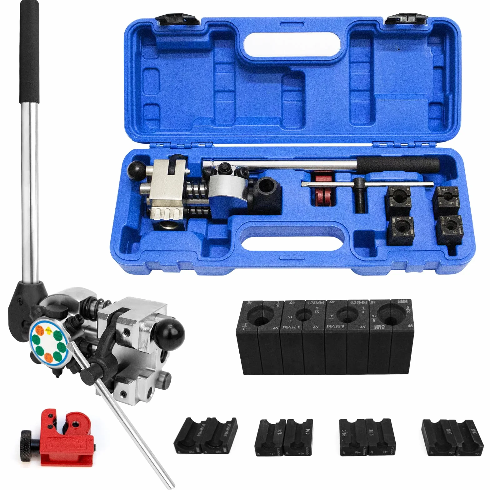 JAOGAUS Kit Svasatura Tubo Freni 45°, Svasatore Freno Idraulico Ø 4,75-9,5mm con Tagliatubi