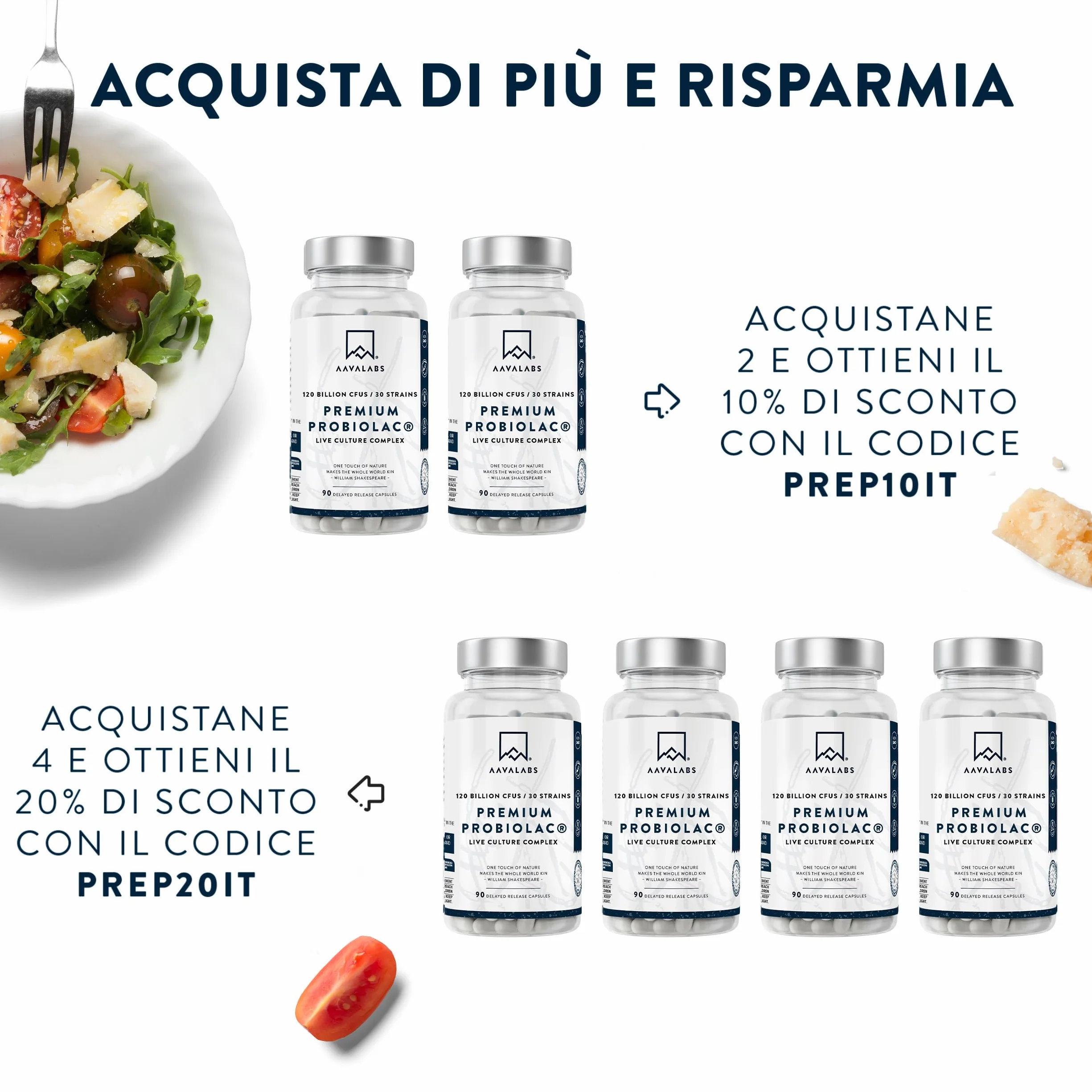 Probiotici 120 Miliardi UFC 30 Ceppi Batterici Lactobacillus Crispatus Acidophilus Gasseri 90 Capsule