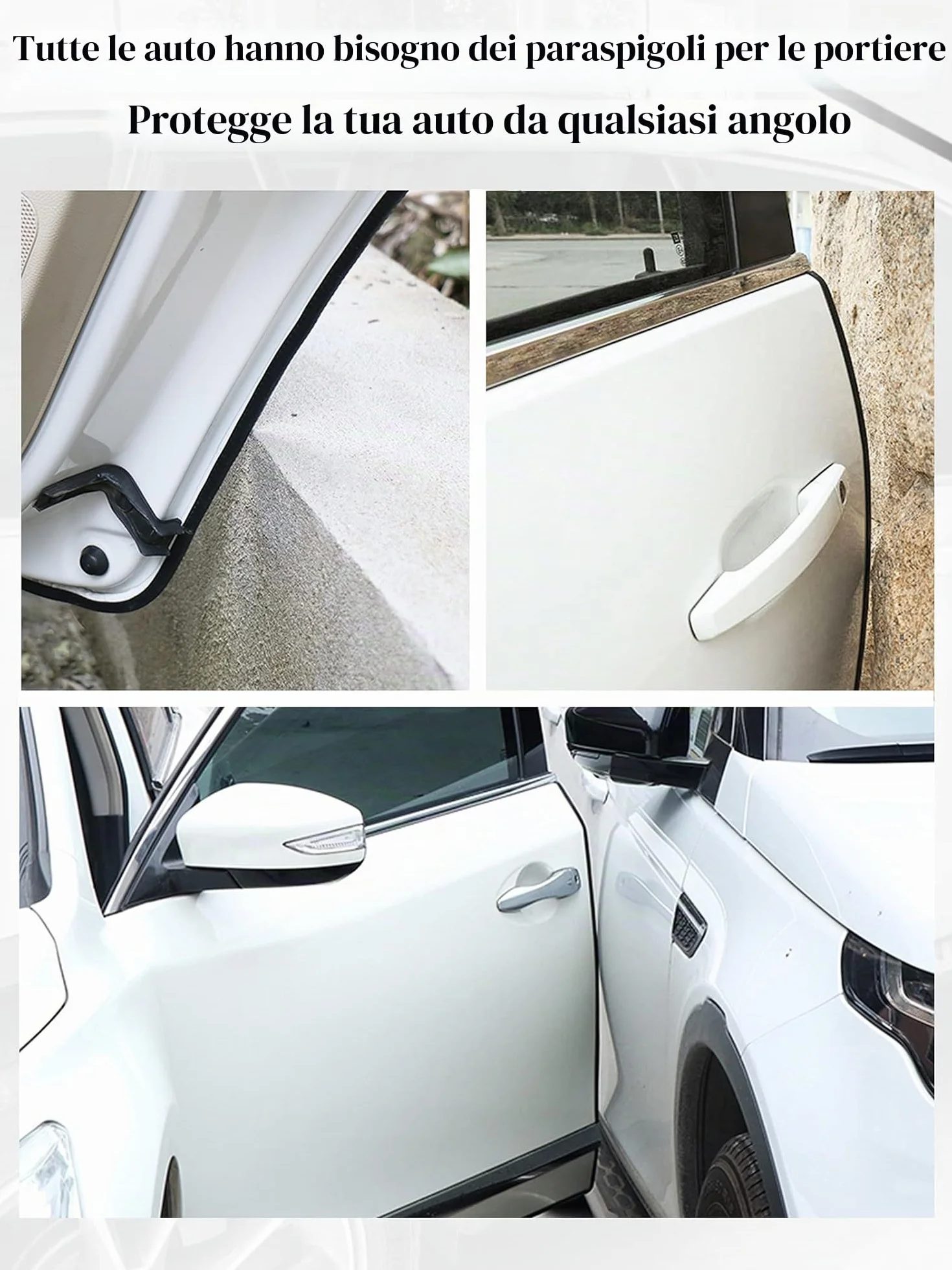 SYOAUTO Protezione per bordi della portiera dell'auto, 4 m, senza colla, in gomma, a forma di U