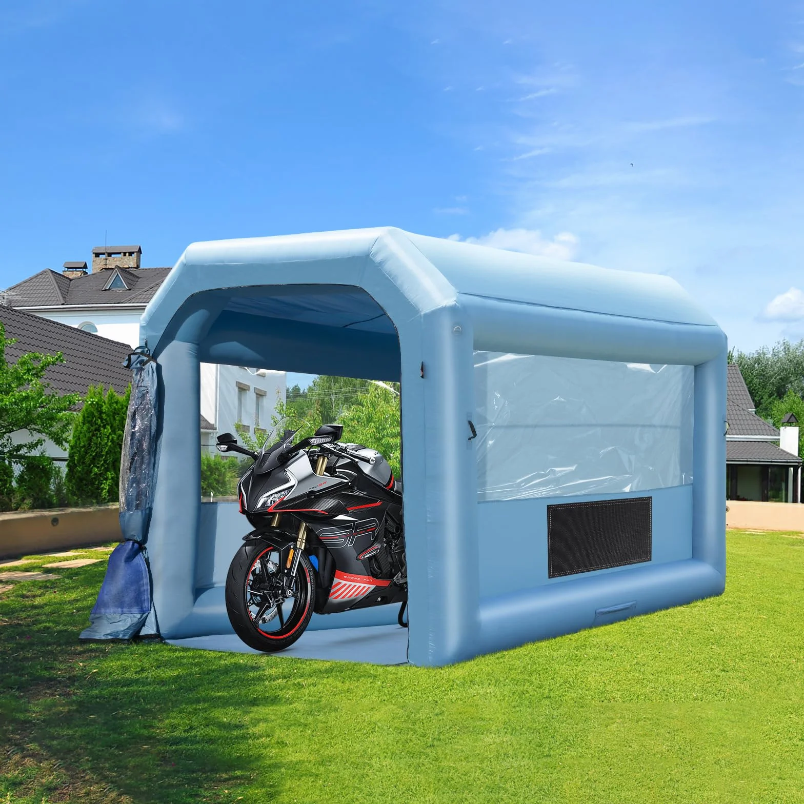 VEVOR Cabina di Verniciatura Gonfiabile, Tenda di Verniciatura Gonfiabile Portatile Potente Ventilatore, Sistema di Filtro dell'Aria, Verniciatura per Auto Veicoli e Mobili 4 x 3 x 2,75 m, 750 W
