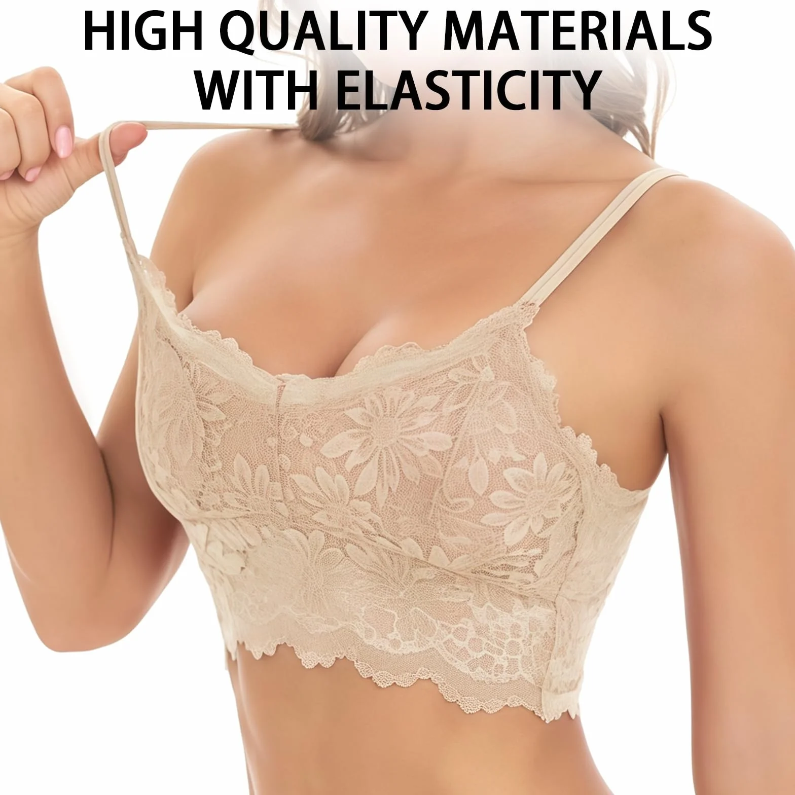AYNKH Bralette in pizzo da donna, reggiseno imbottito, set da 5 pezzi