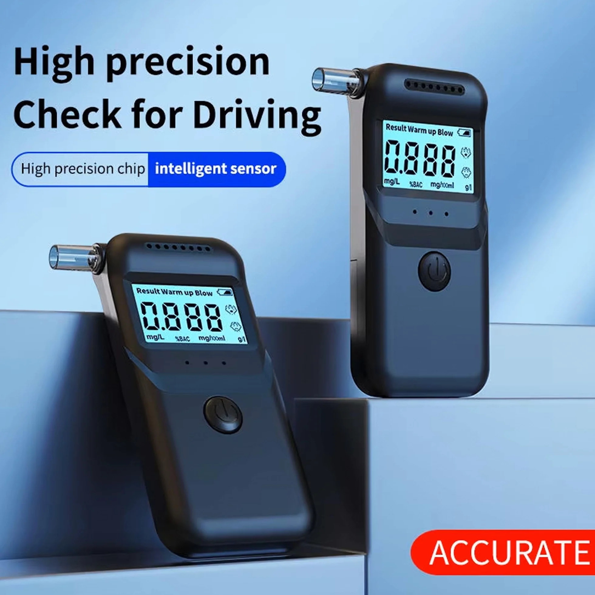Etilometro Portatile Digitale Certificato con Display LCD – Chip ASIC 3° Generazione per Misurazione Accurata – Alcol Test con Algoritmo Avanzato - Boccagli Sostituibili e Prestazioni Stabili