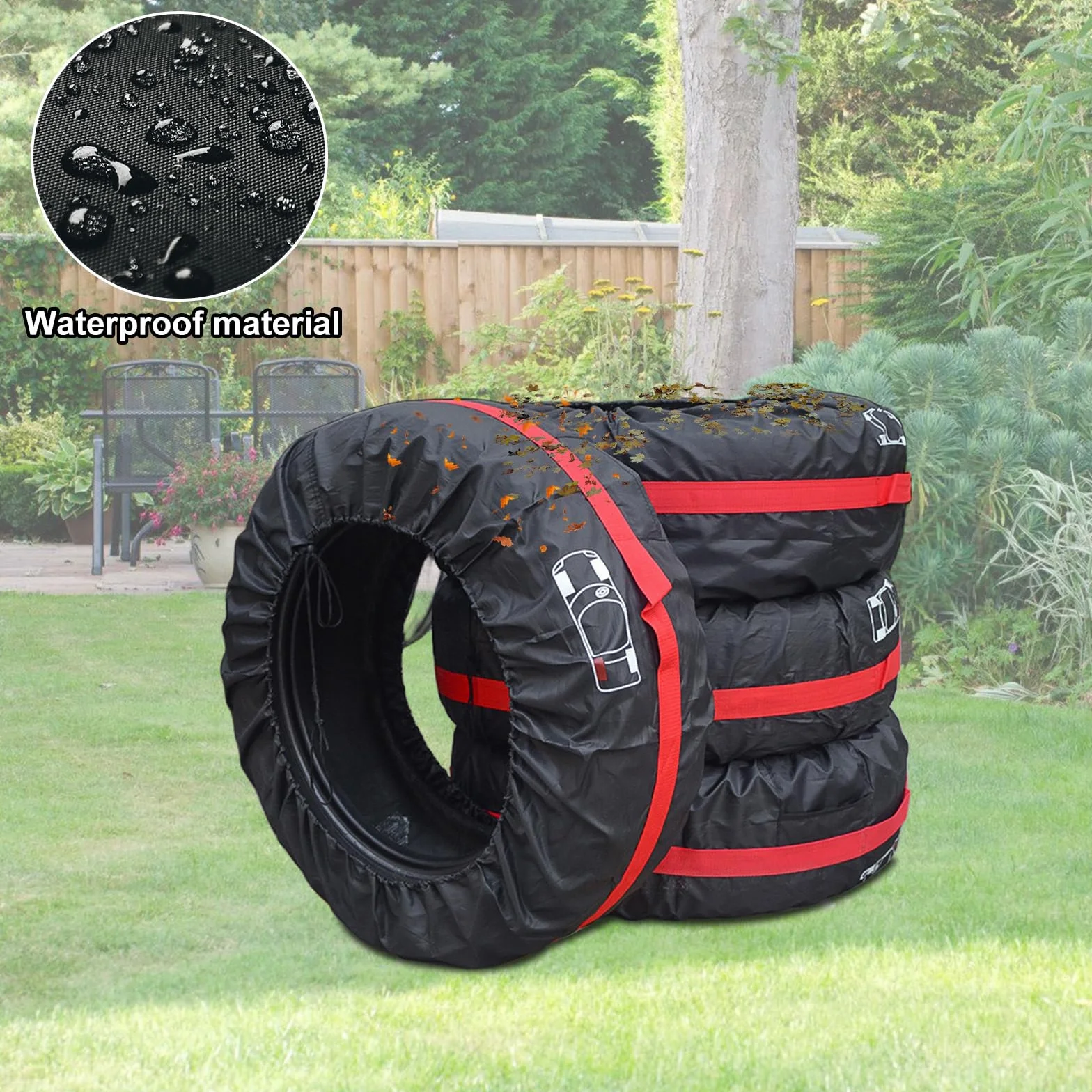 Set 4 borse per pneumatici impermeabili antipolvere universali 19-23 pollici diametro 80 cm