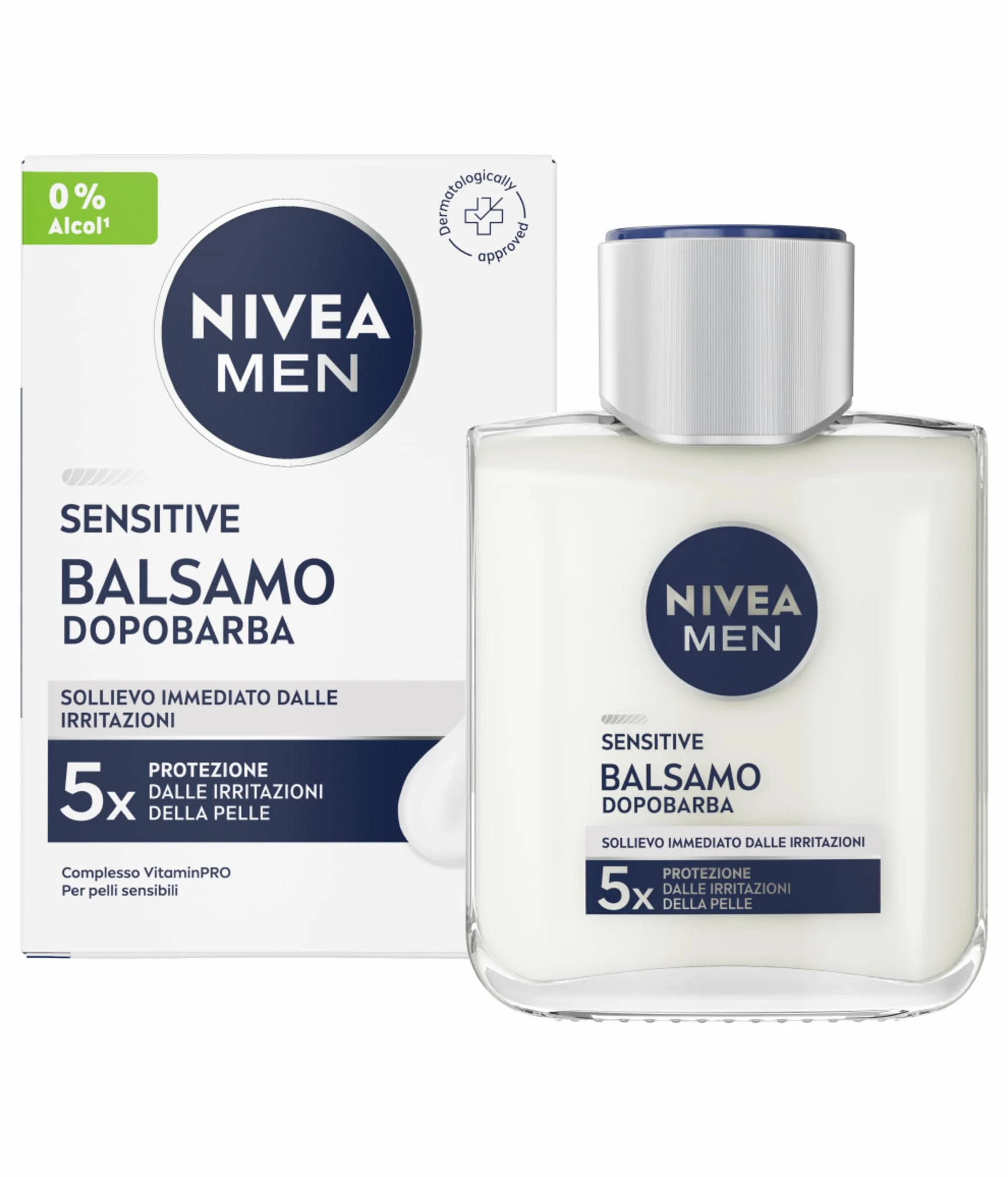 NIVEA MEN Sensitive Balsamo Dopobarba Uomo 100 ml, Aftershave con Camomilla e Vitamina E, Senza alcool