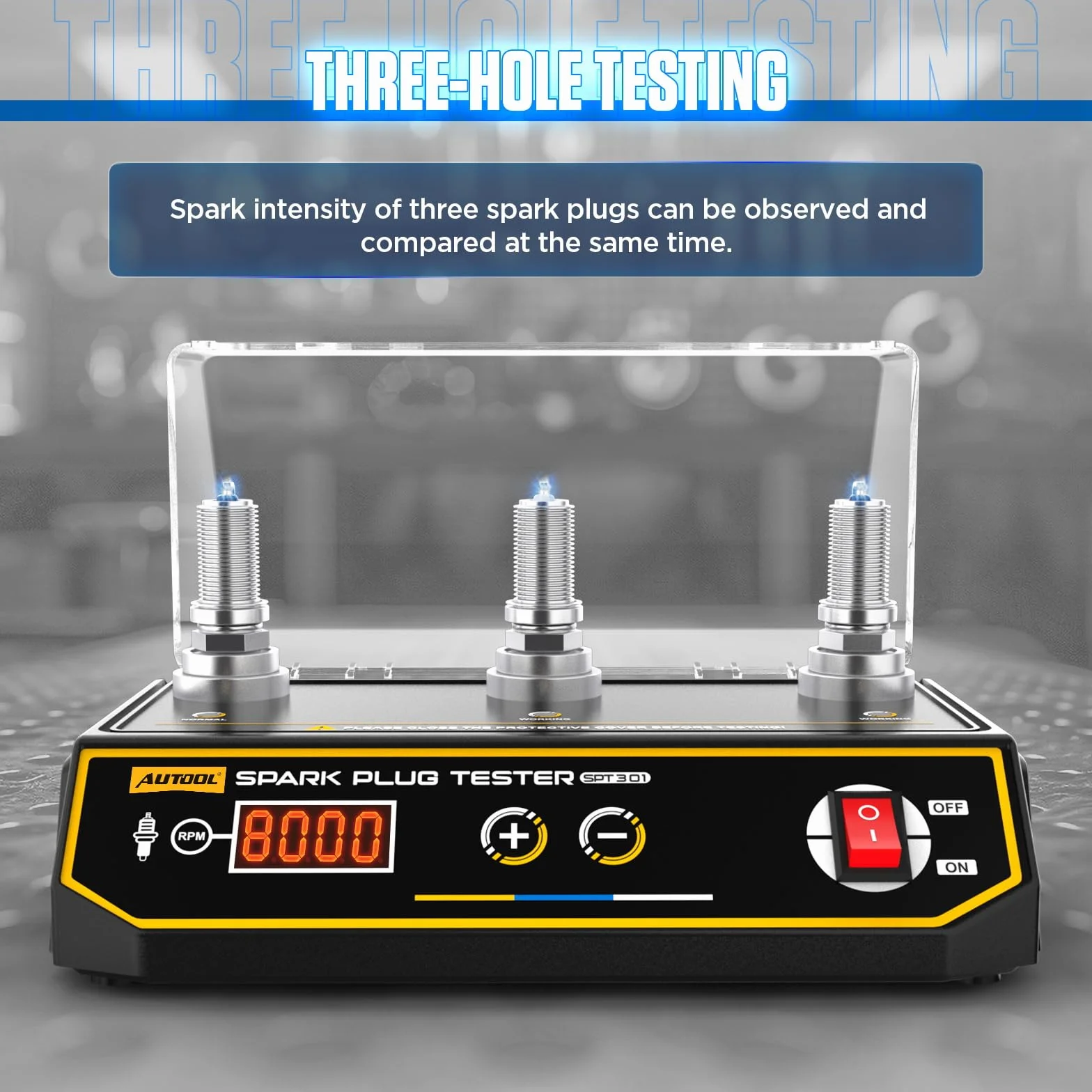 Tester per candele a doppio foro, strumento per bobine di accensione 0-6000 giri/min con copertura protettiva