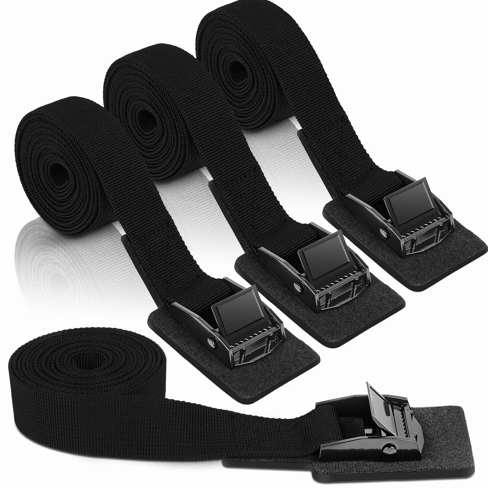 4 Pcs Cinghie di Tensione 2 M x 2.5 cm Cinghie di Ancoraggio con Fibbia 250kg Nero