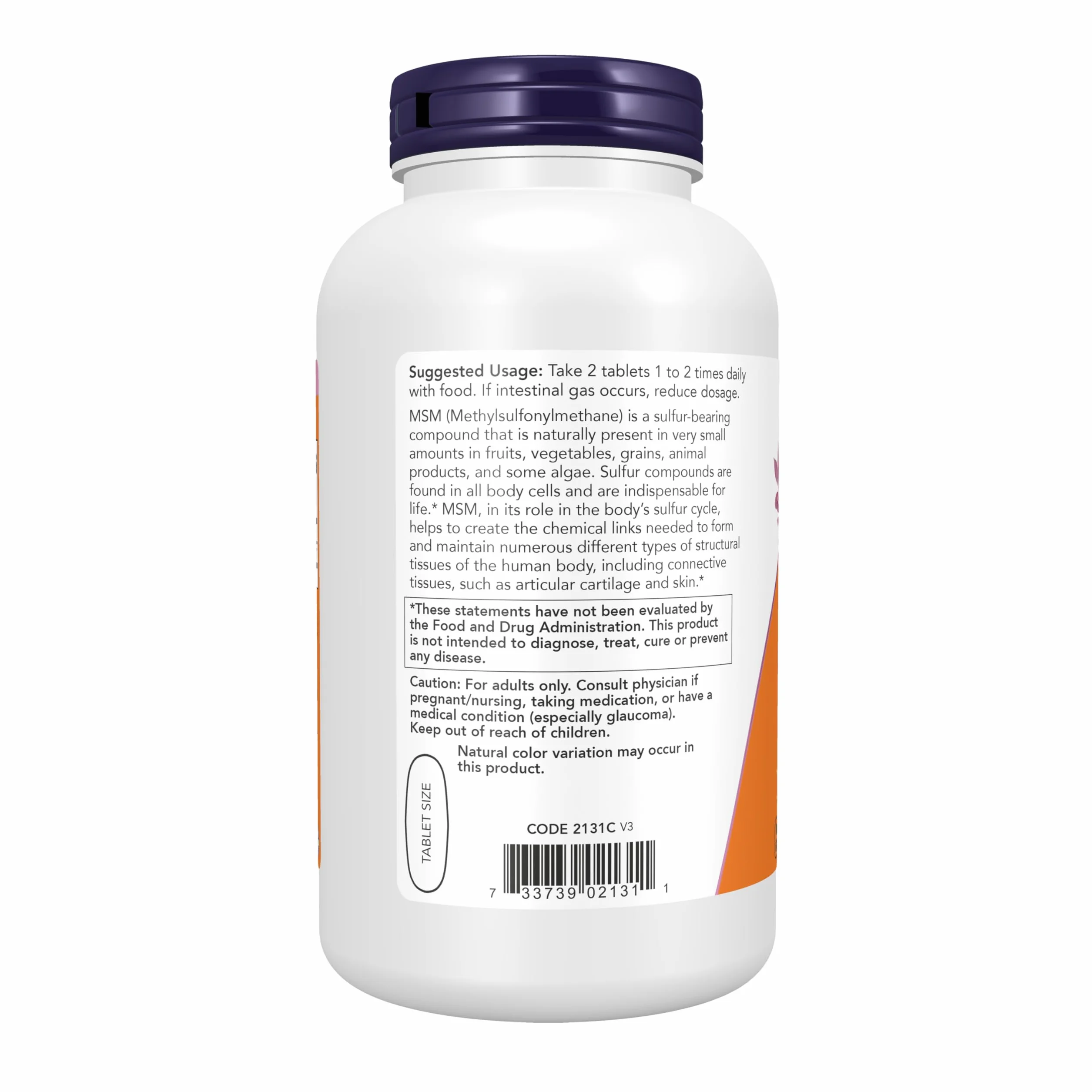 NOW Foods MSM Methylsulphonylmethane 1500 mg 200 Tabs
