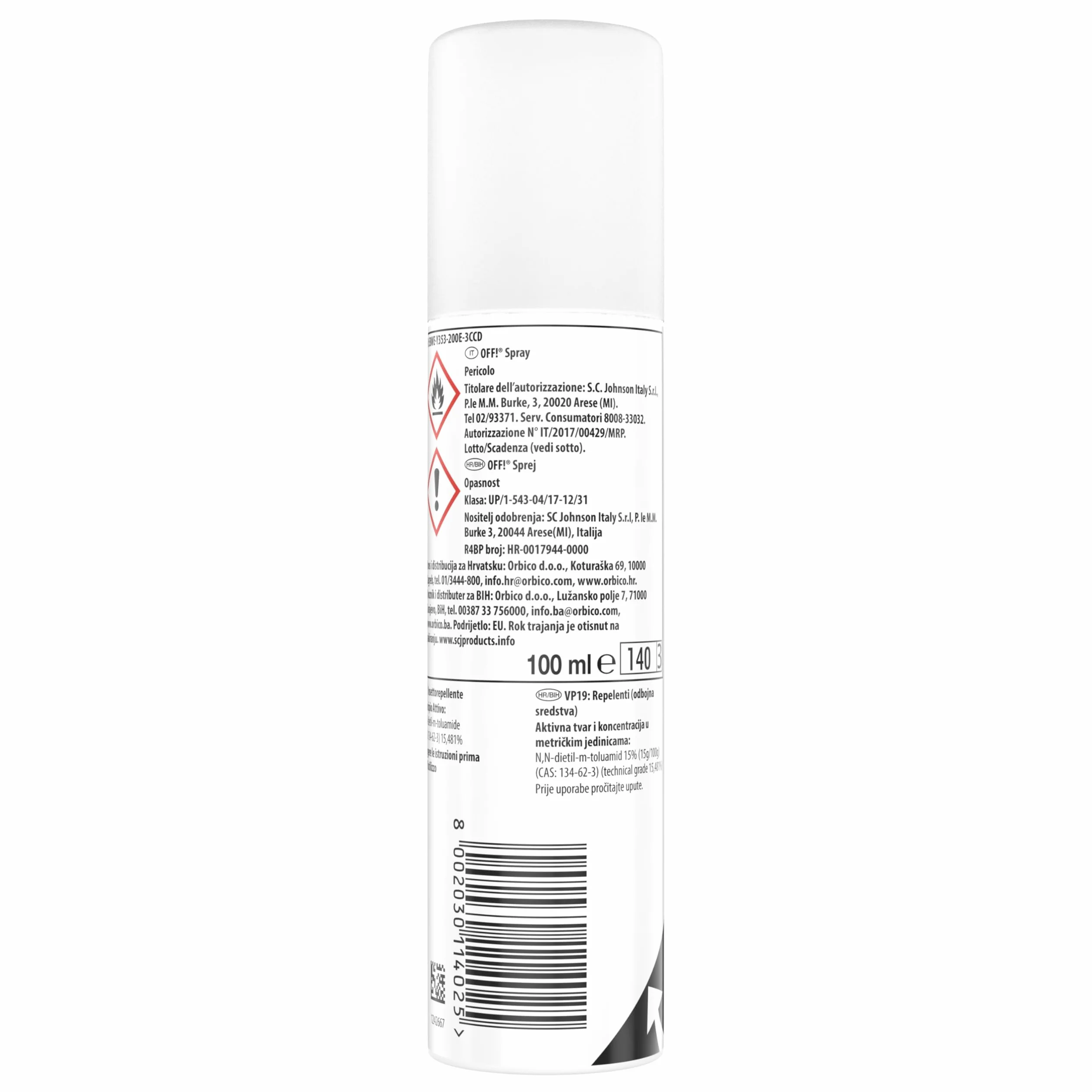 OFF! Spray Antizanzare Repellente Zanzare Zecche Tafani 100 ml