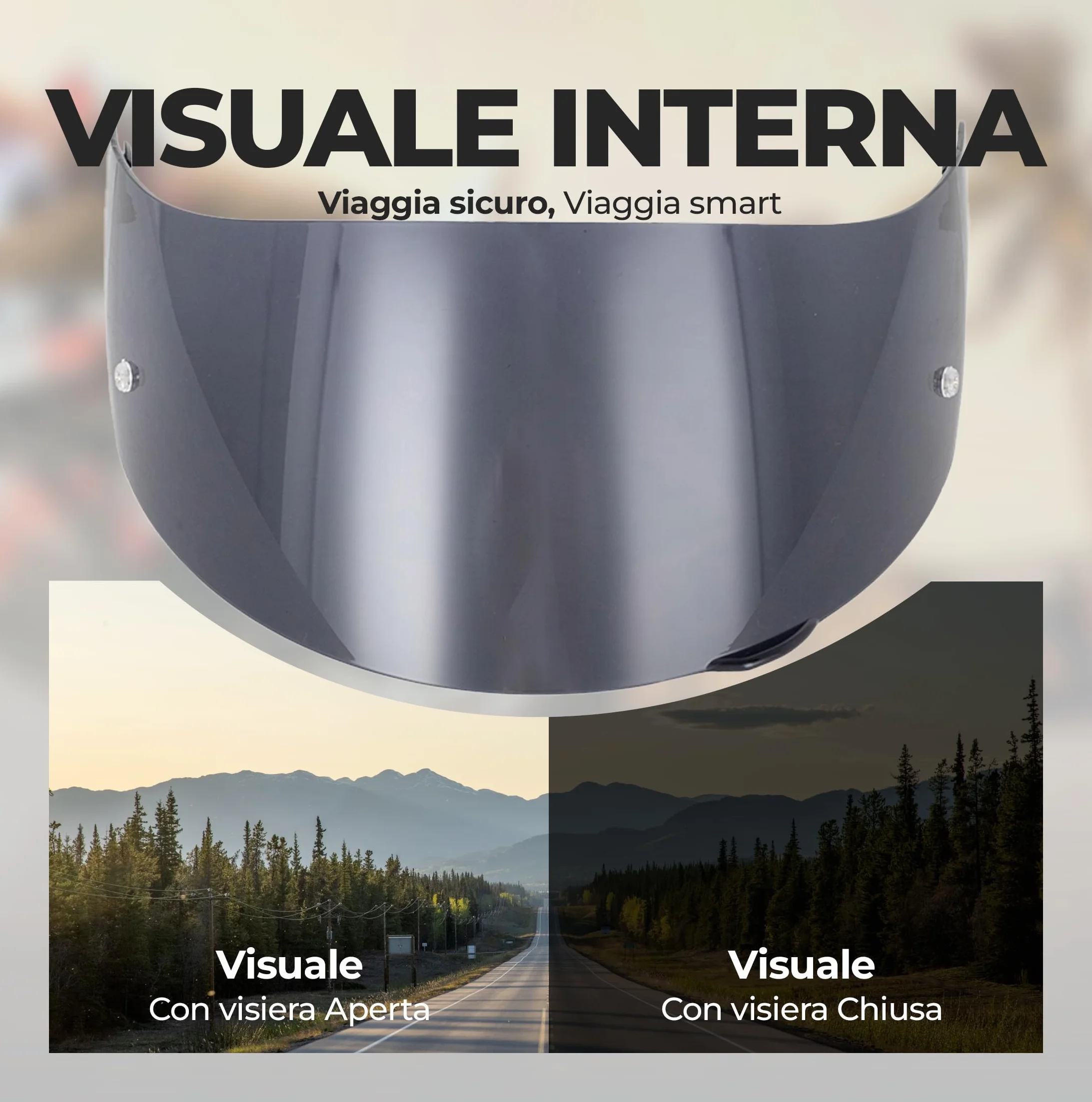 Visiera Compatibile con Agv K1 - K1s - K3sv - K5 - K5s - S4sv - Horizon - Skyline - Strada - Stealth sv - Compact - GT-2 (Dark Fume')