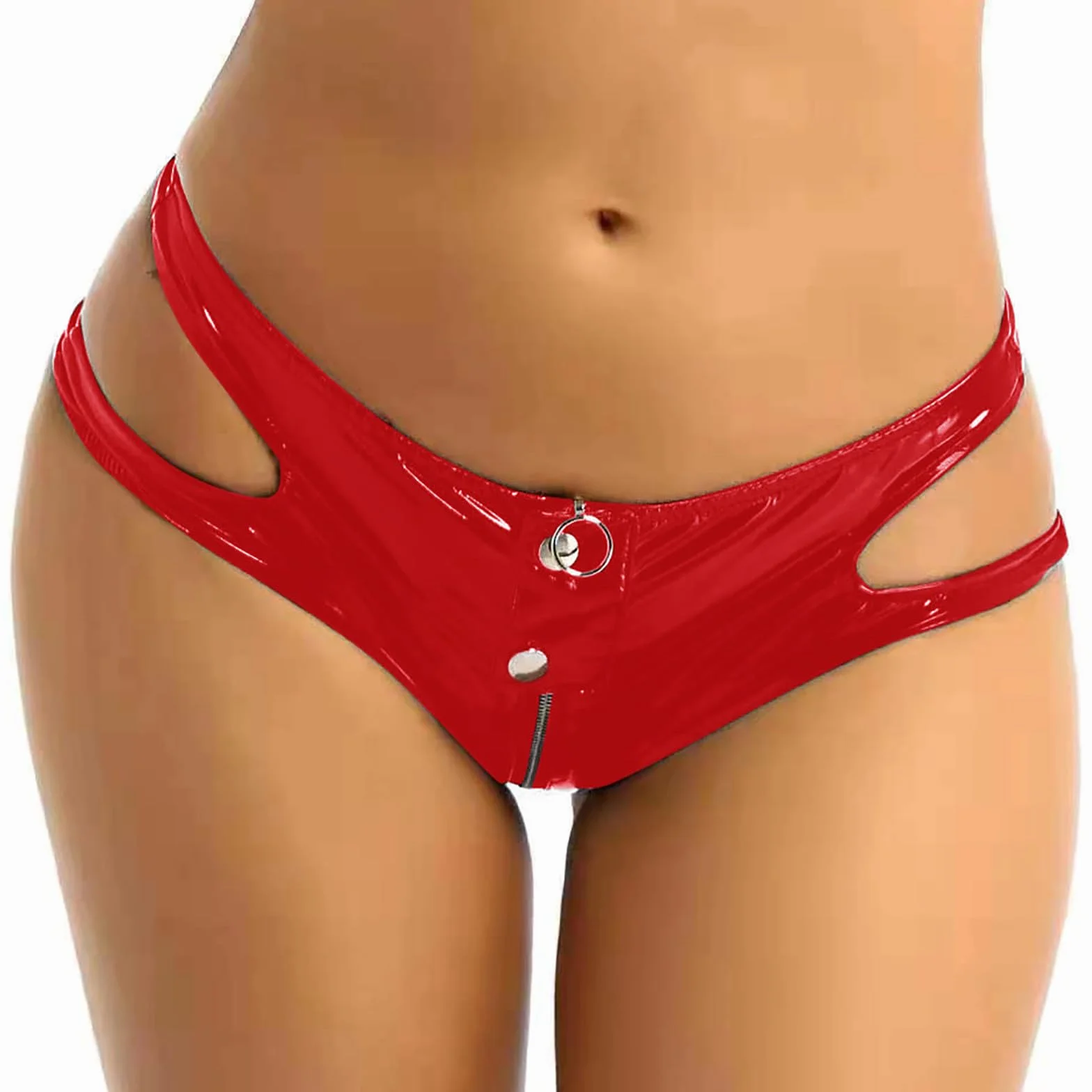 Slip divisi con Cerniera in Pelle PVC Lucida