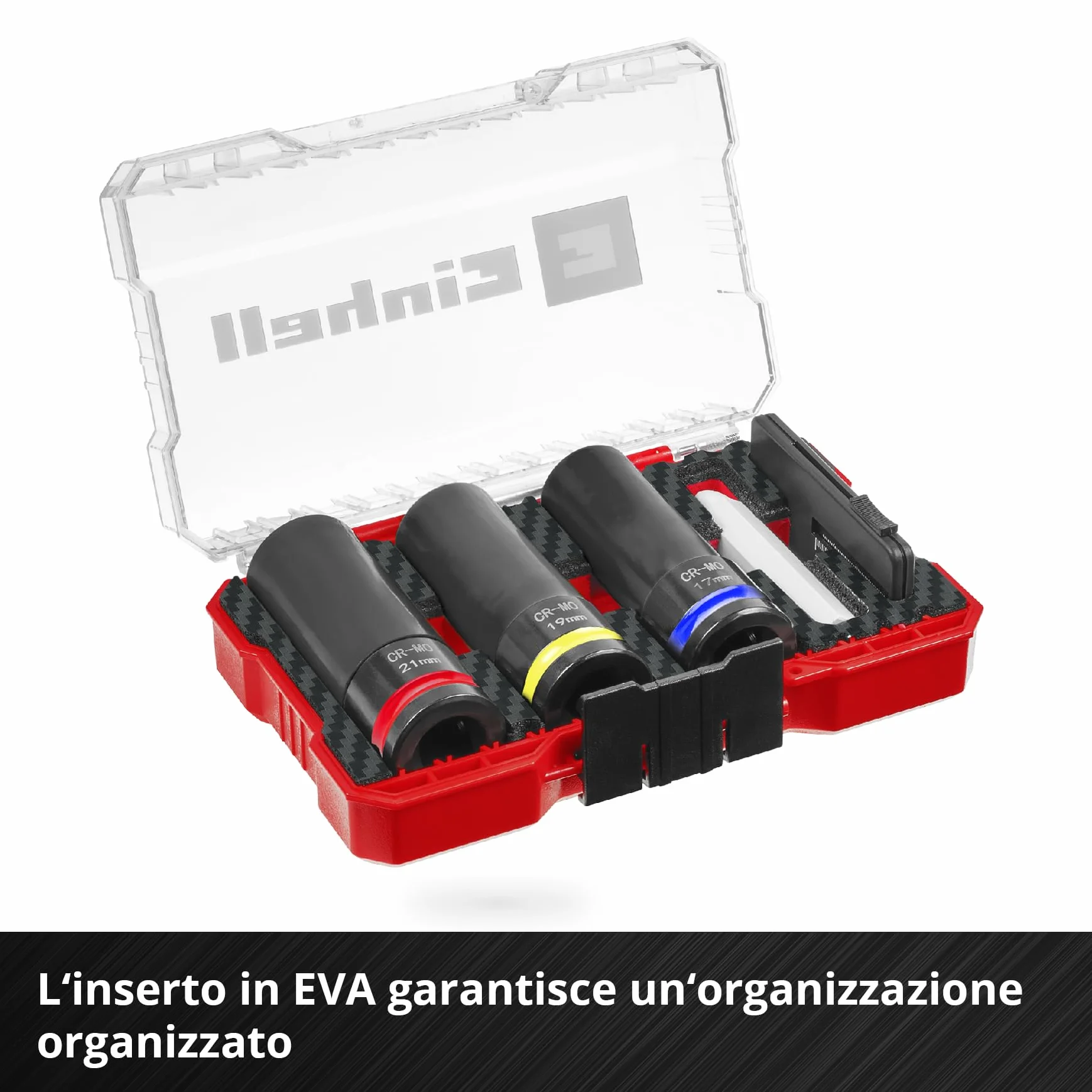 Original Einhell set impact auto 5 pezzi protezione cerchio CrMo 17/19/21 mm 80 mm 1/2"